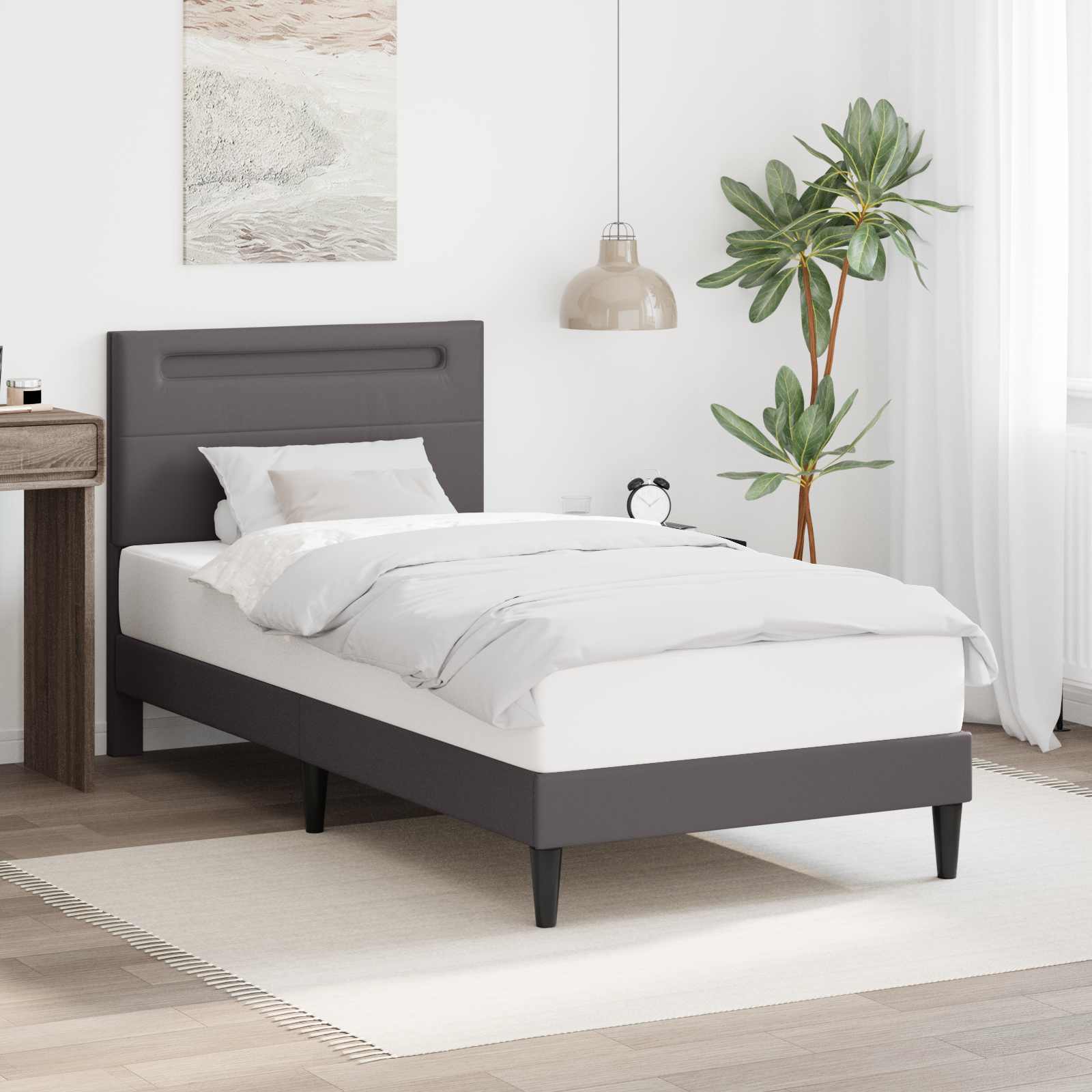 Krevetna konstrukcija Siva 80 x 200 cm Umjetna koža