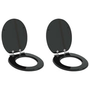 Toaletna sjedala s mekim zatvaranjem 2 pcs Crna 44 x 38 cm