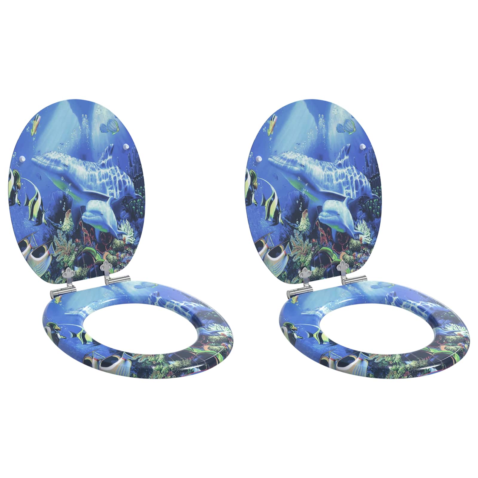 Toaletna sjedala s mekim zatvaranjem 2 pcs Plava 44 x 38 cm