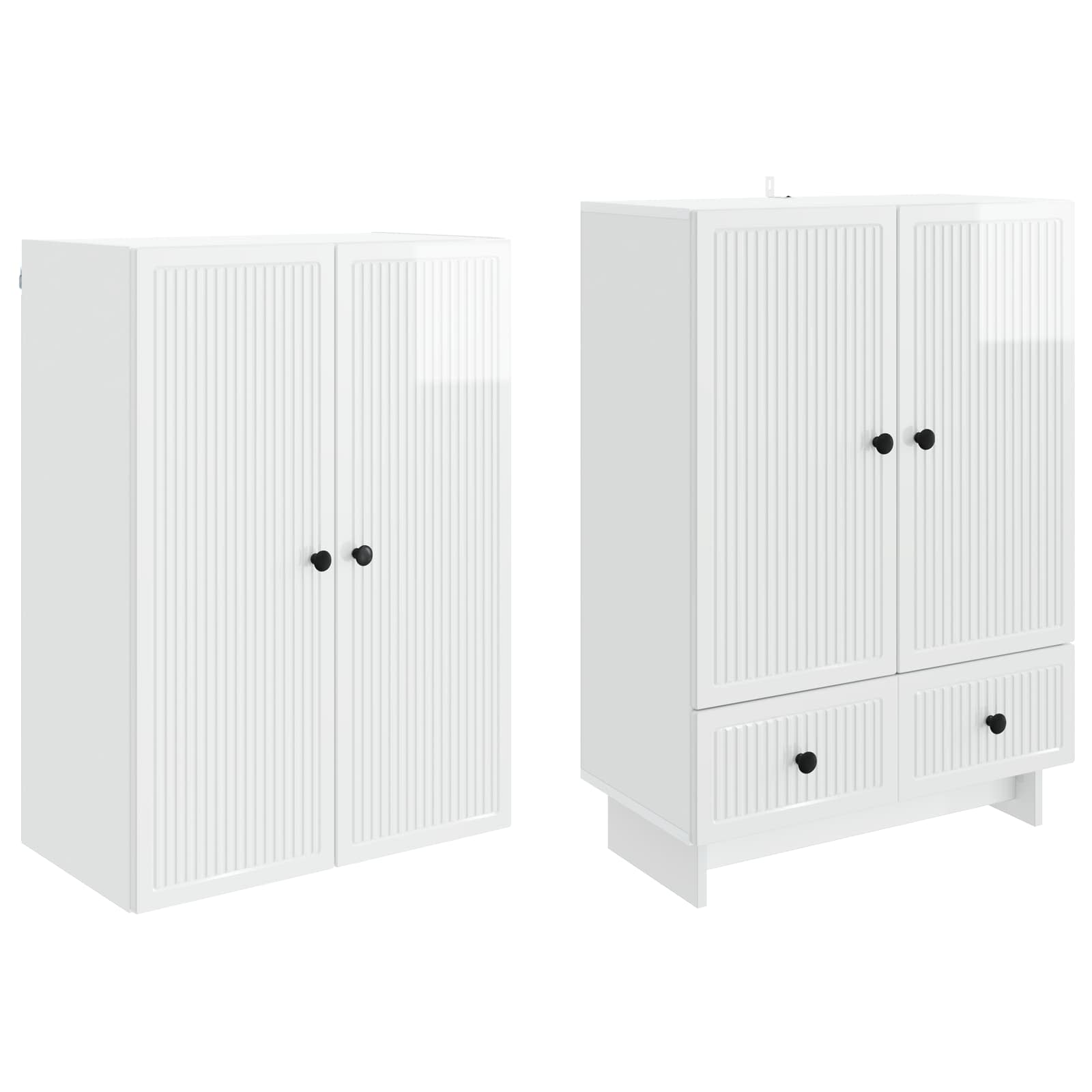 Set ormara 2 pcs Bijela visokog sjaja 66 x 34,5 x 95 cm
