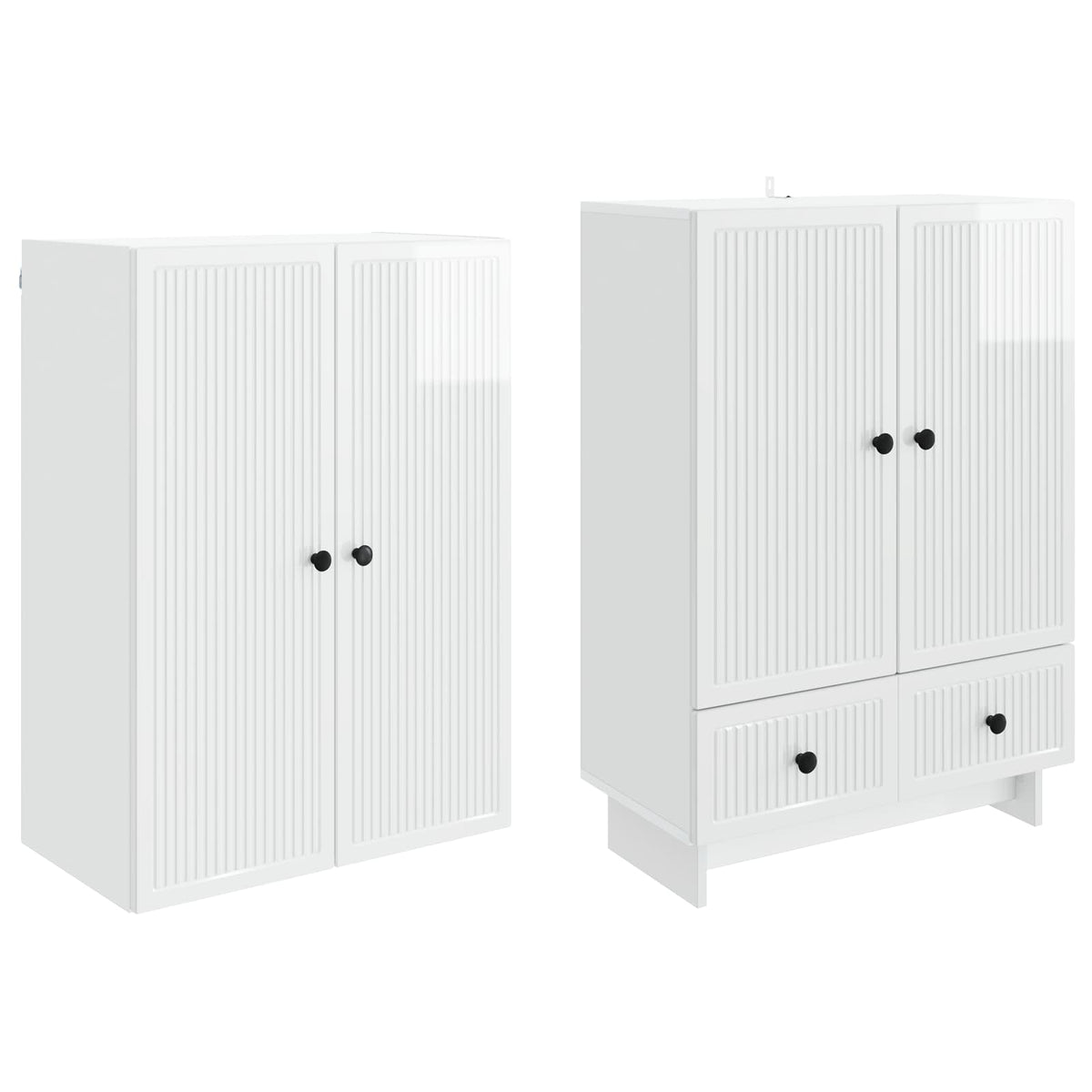 Set ormara 2 pcs Bijela visokog sjaja 66 x 34,5 x 95 cm