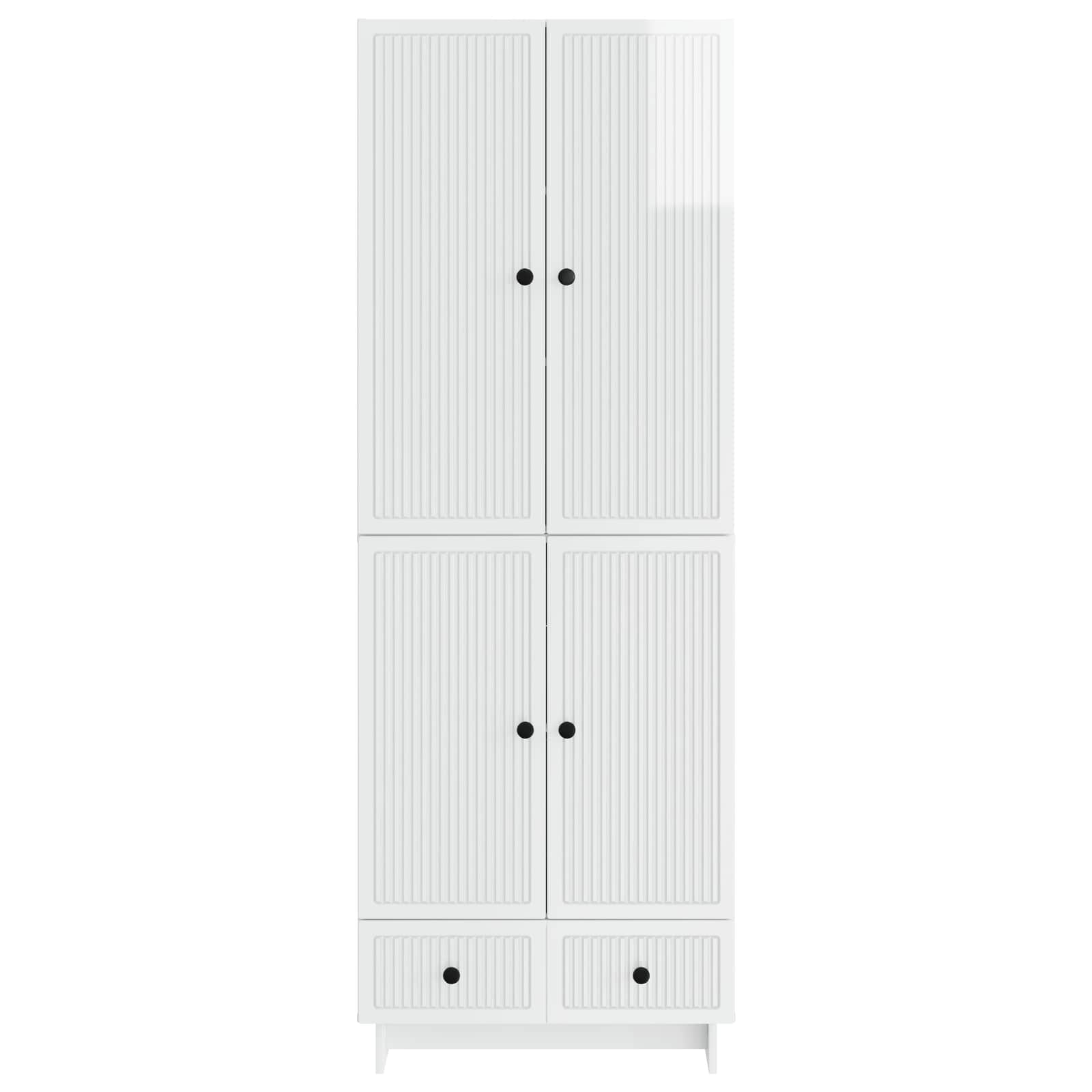 Set ormara 2 pcs Bijela visokog sjaja 66 x 34,5 x 95 cm