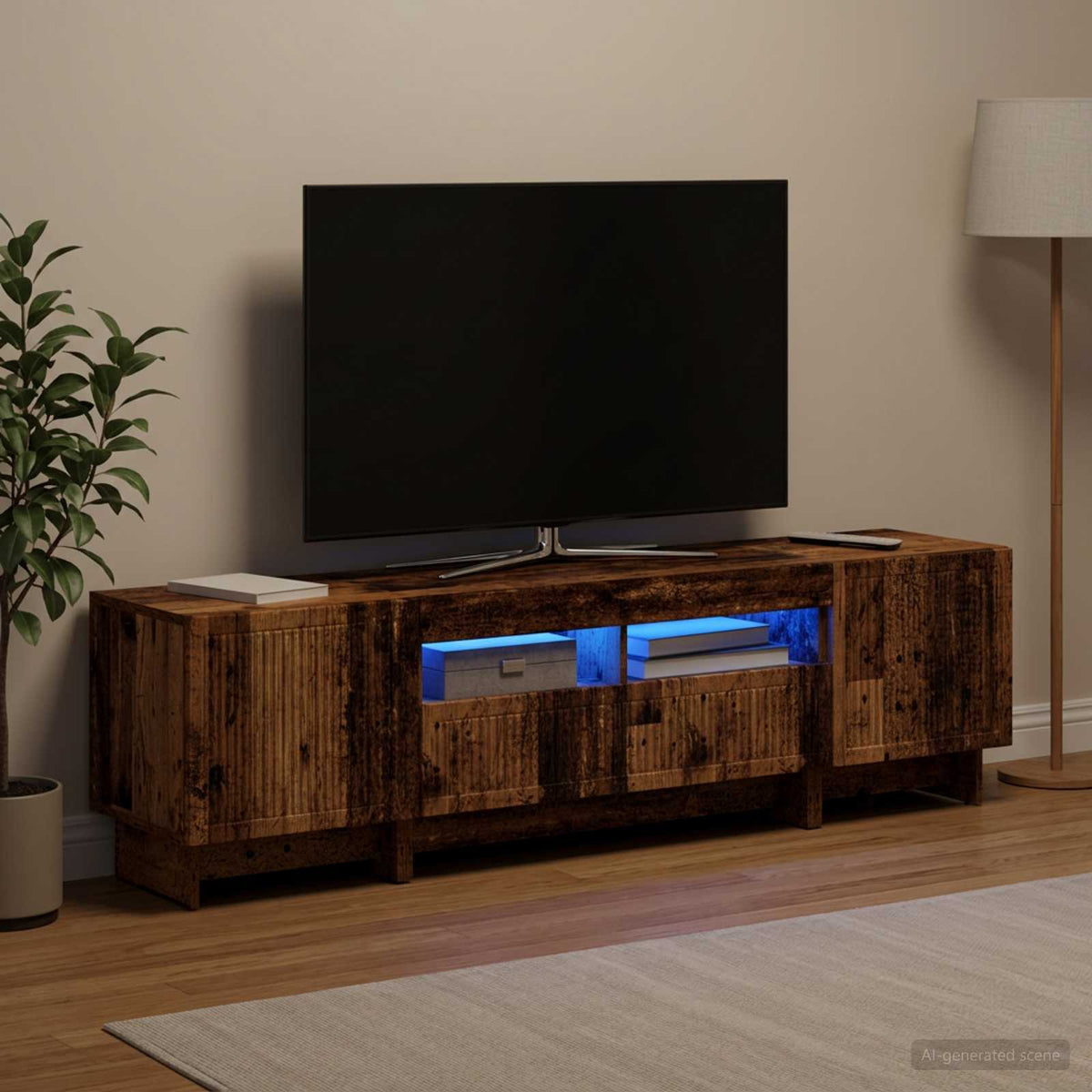 5-dijelni LED TV ormarić Staro drvo Konstruirano drvo
