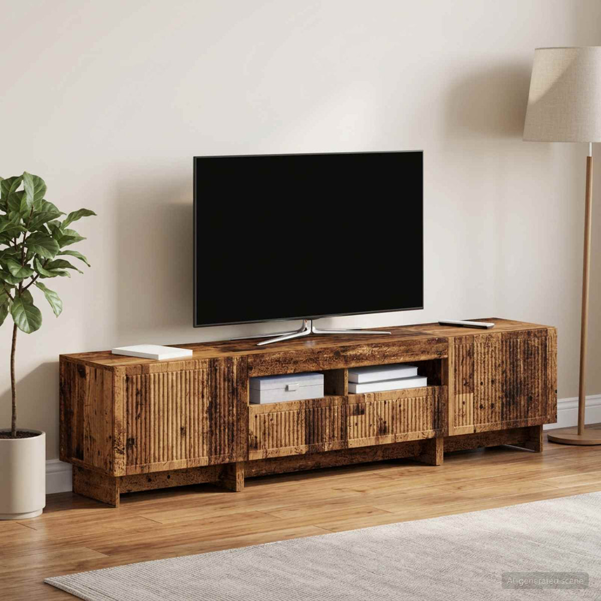 5-dijelni LED TV ormarić Staro drvo Konstruirano drvo
