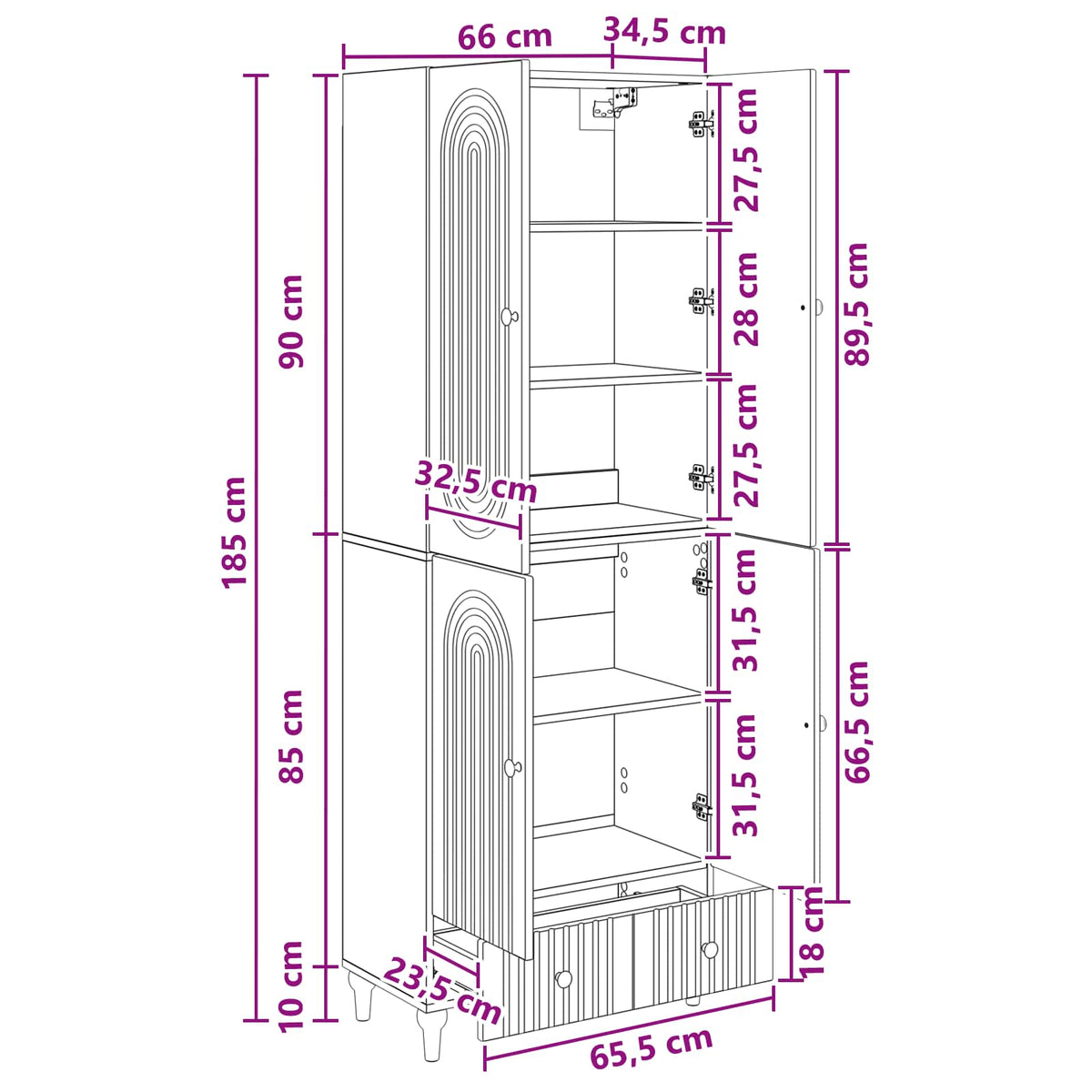 Set ormara 2 pcs 66 x 34,5 x 95 cm Konstruirano drvo