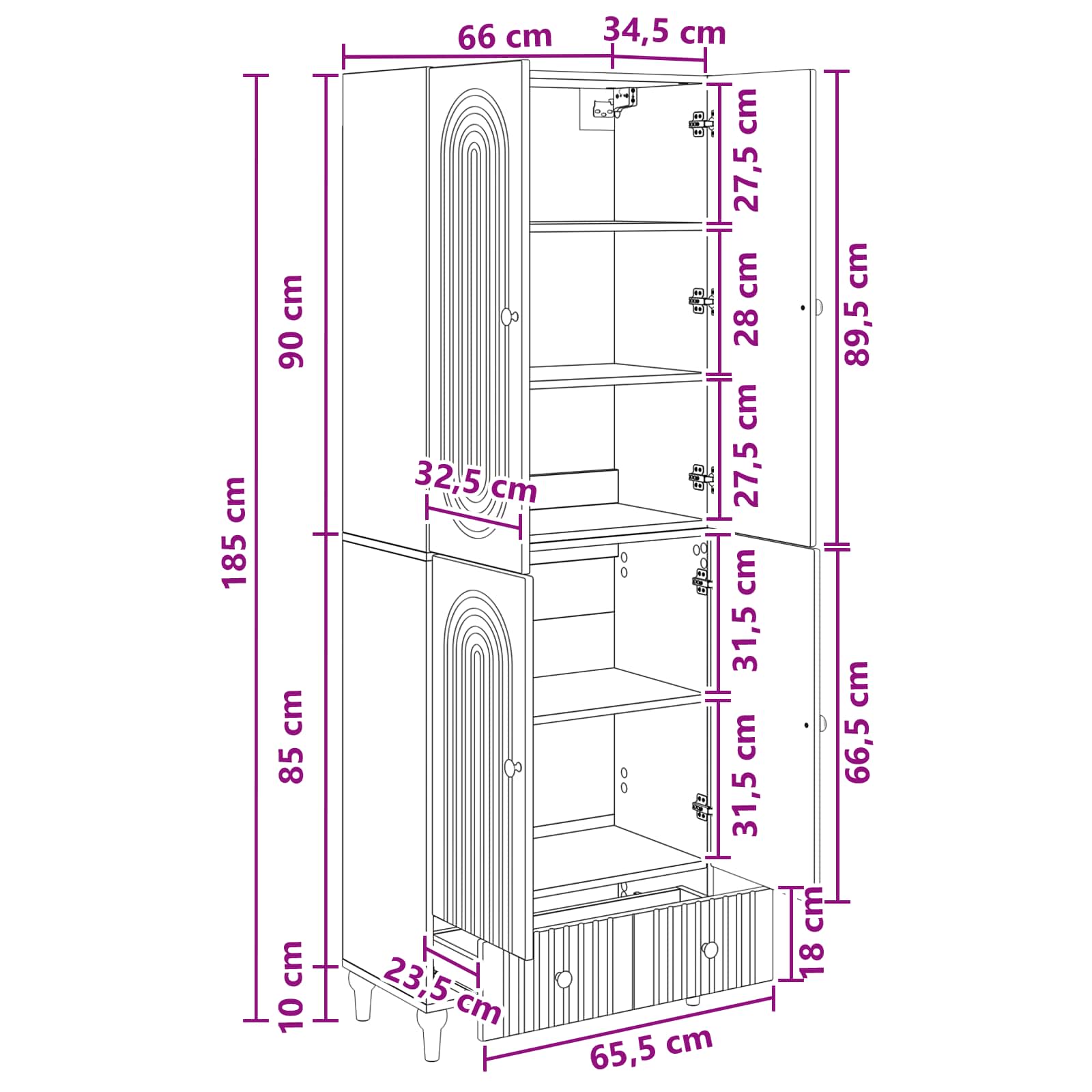 Set ormara 2 pcs 66 x 34,5 x 95 cm Konstruirano drvo