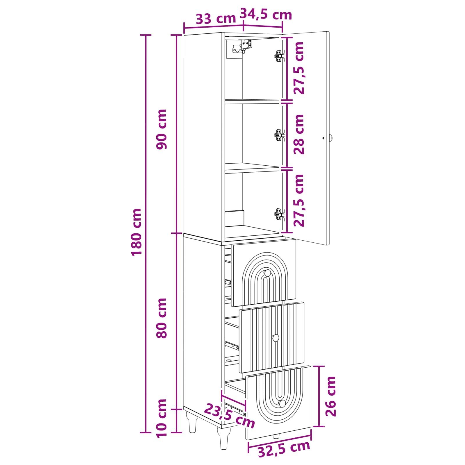 Set ormara 2 pcs 33 x 34,5 x 90 cm Konstruirano drvo