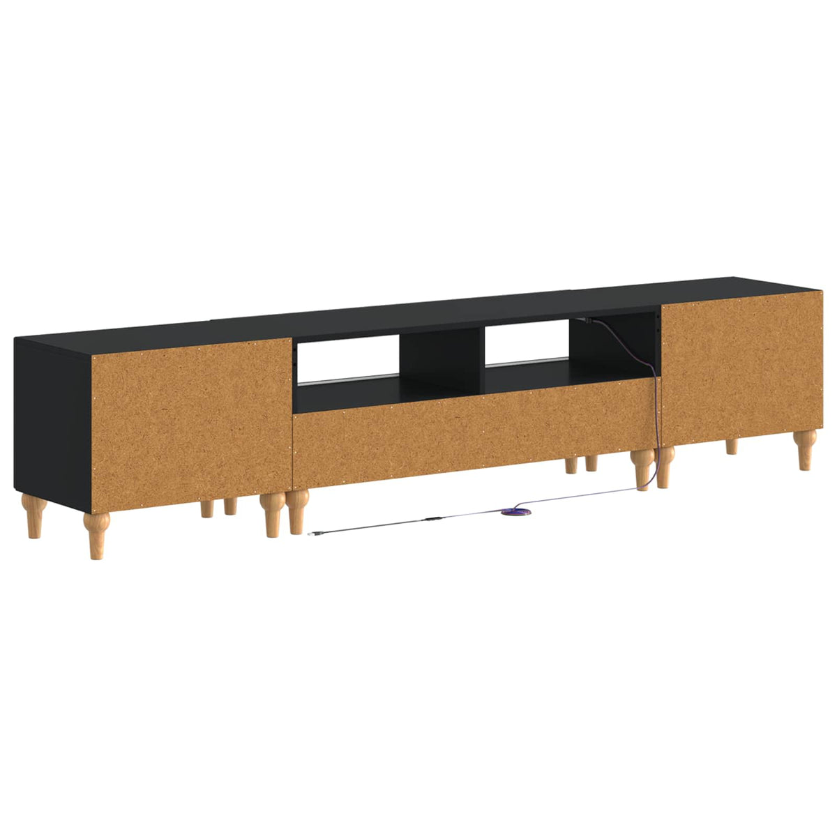 3-dijelni LED TV kabinet Crna Konstruirano drvo