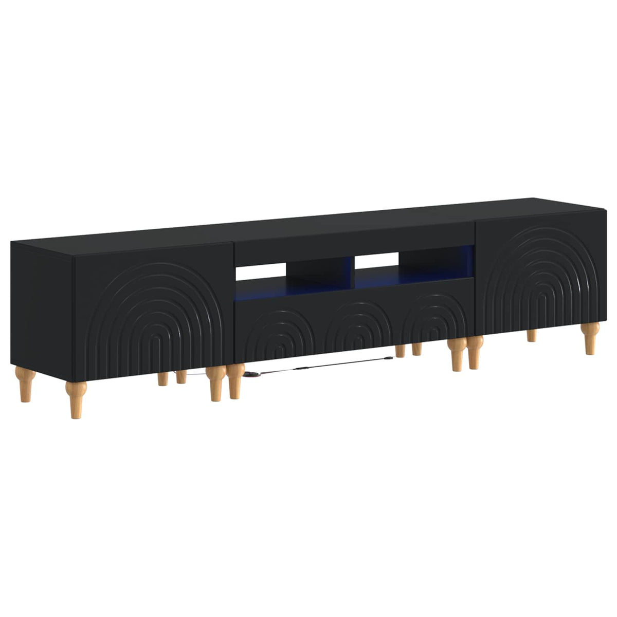 3-dijelni LED TV kabinet Crna Konstruirano drvo