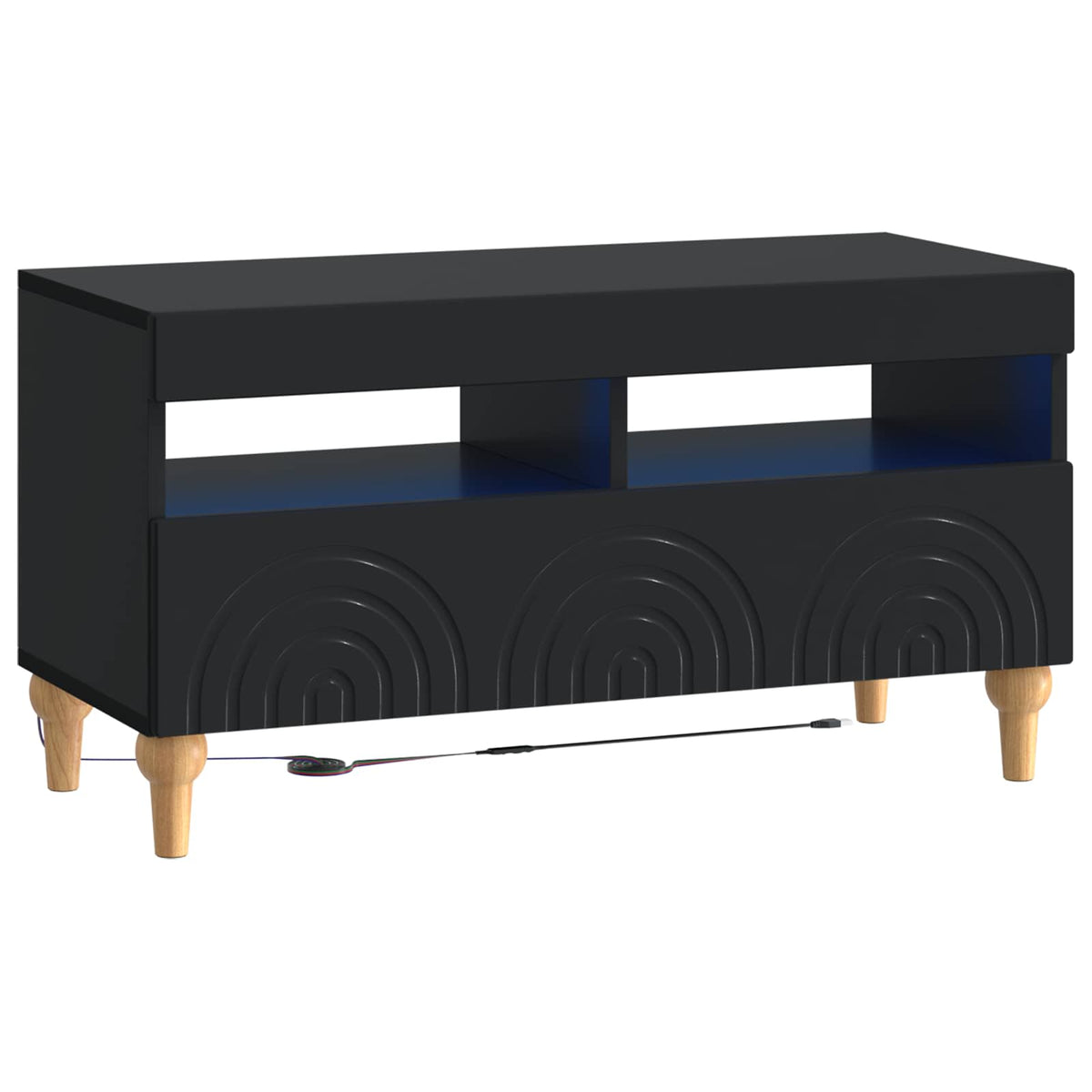 3-dijelni LED TV kabinet Crna Konstruirano drvo