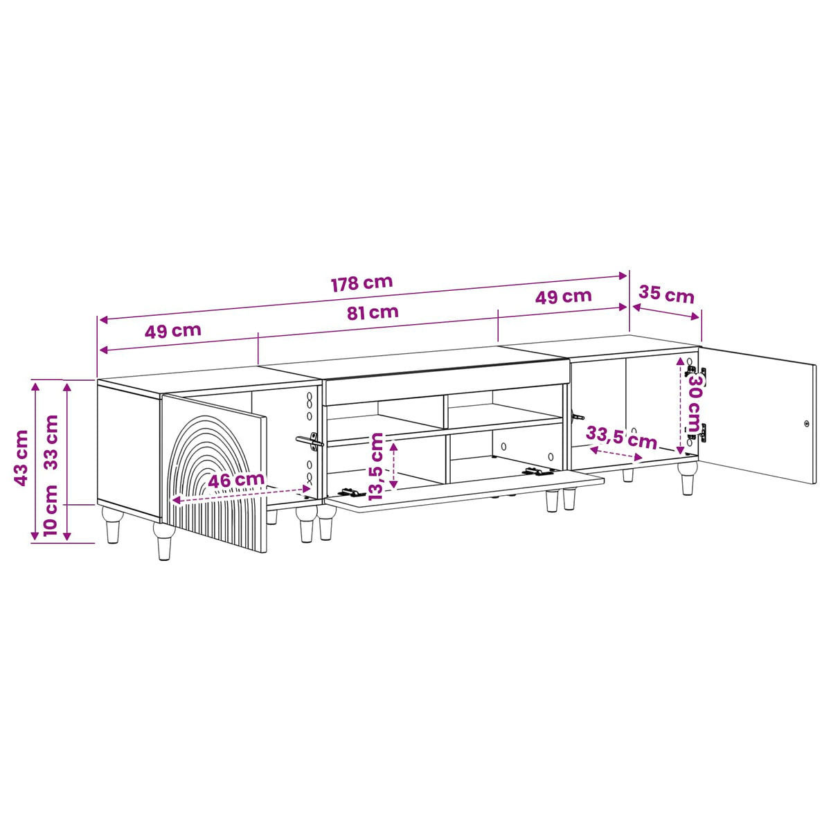 3-dijelni LED TV kabinet Crna Konstruirano drvo