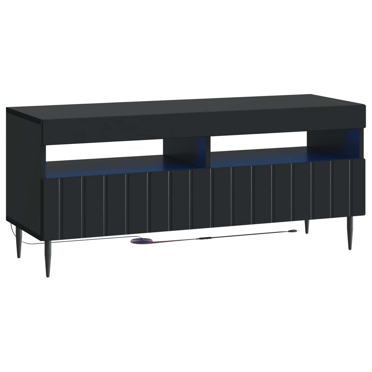 5-dijelni LED TV ormarić Crna Konstruirano drvo
