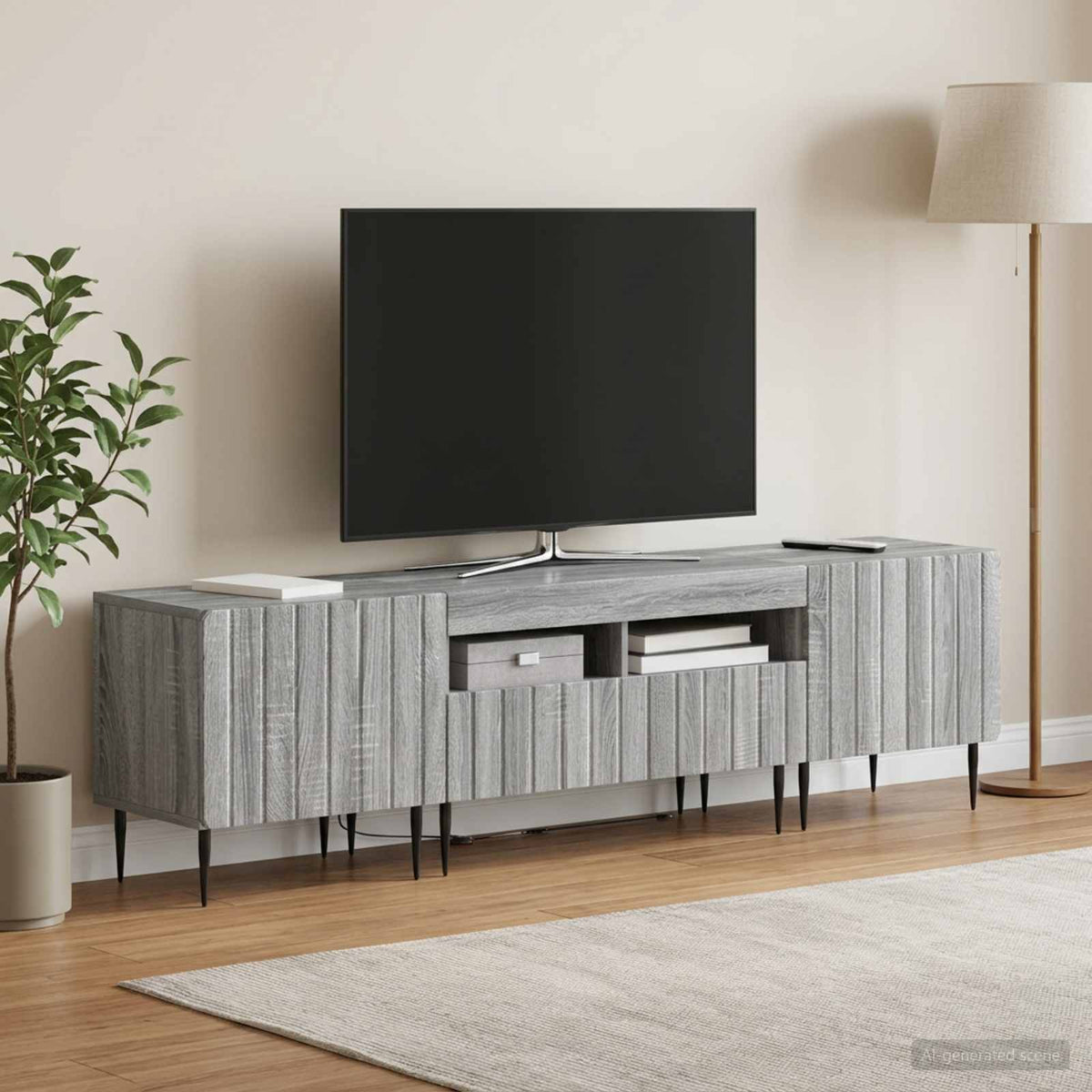 3-dijelni LED TV kabinet ZWOLLE Siva Sonoma Konstruirano drvo