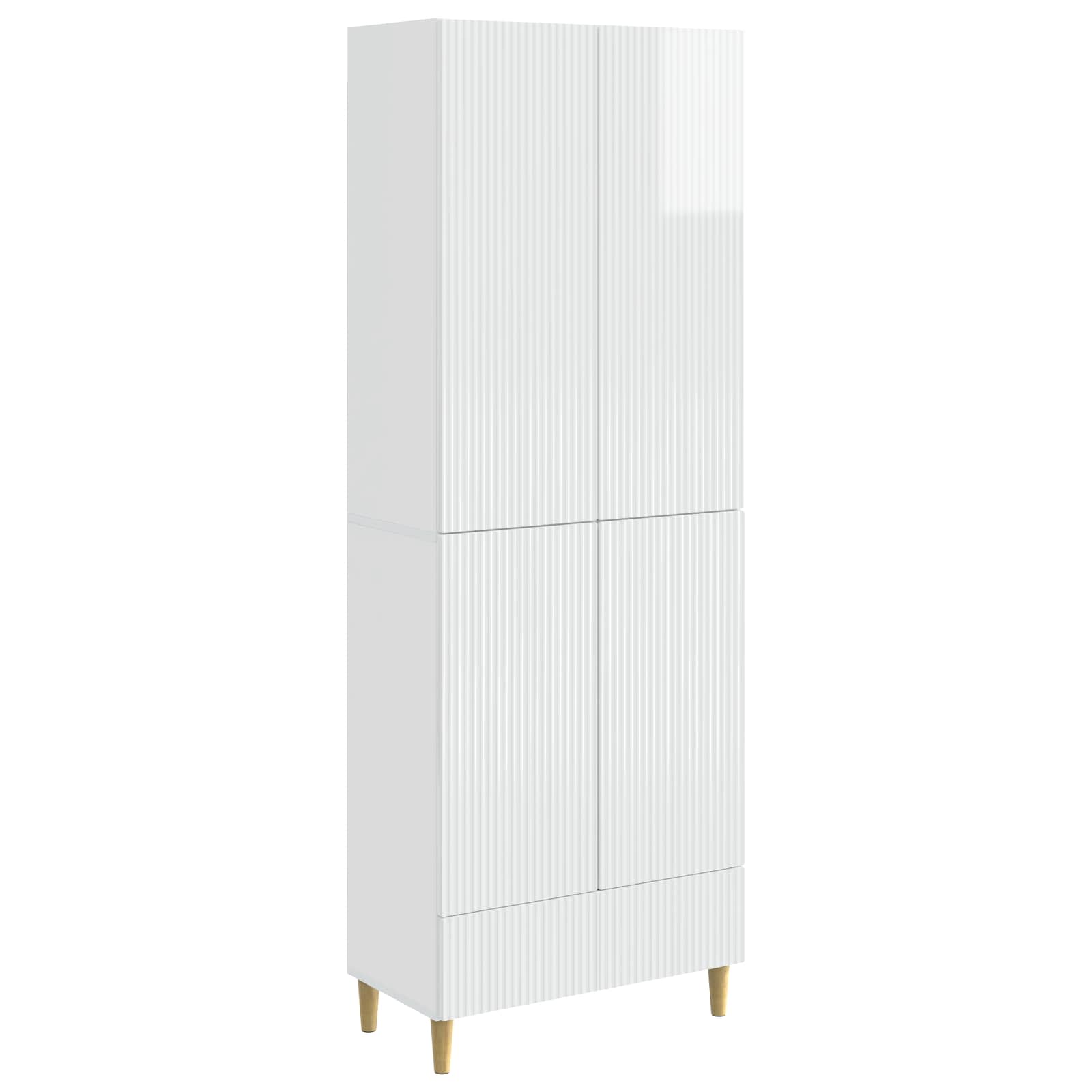 Set ormara 2 pcs Bijela visokog sjaja 66 x 34,5 x 95 cm