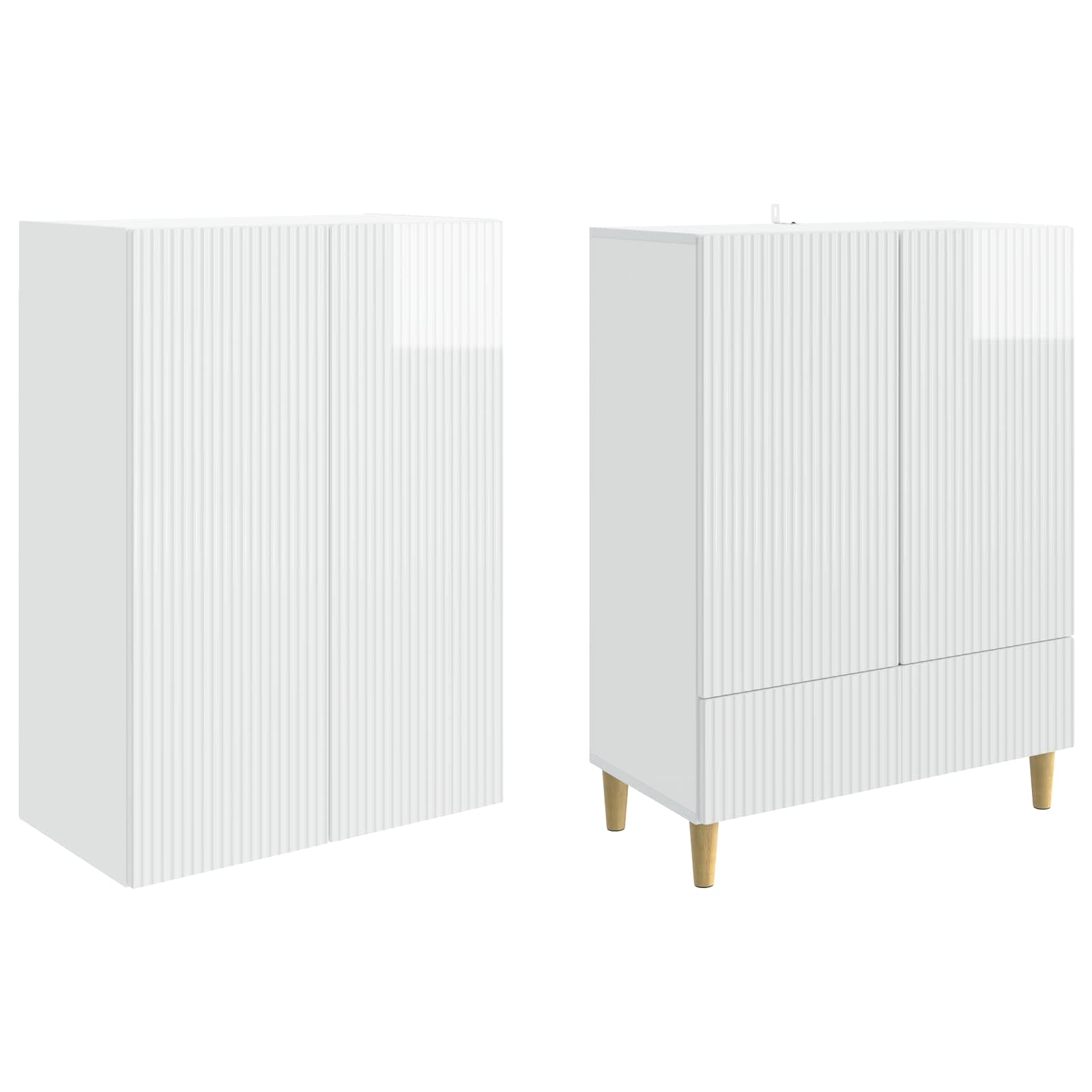 Set ormara 2 pcs Bijela visokog sjaja 66 x 34,5 x 95 cm