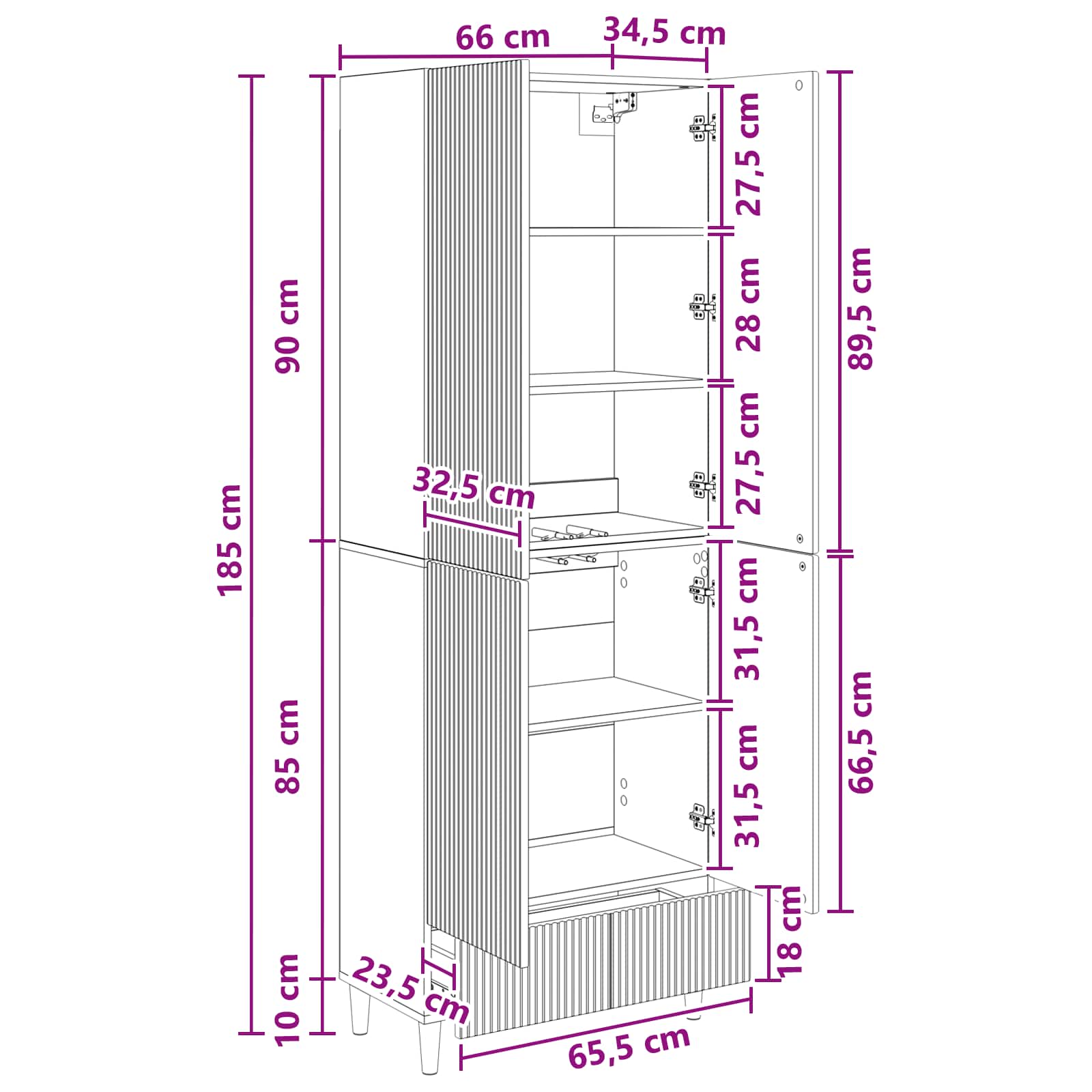 Set ormara 2 pcs Bijela visokog sjaja 66 x 34,5 x 95 cm