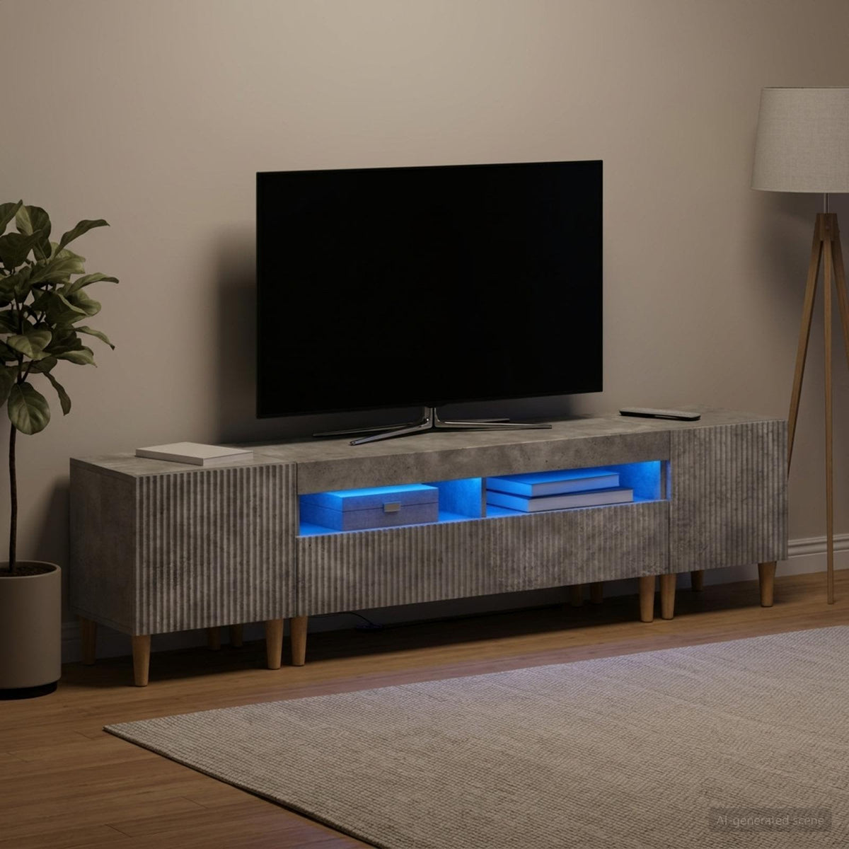 5-dijelni LED TV ormarić Betonska siva Konstruirano drvo