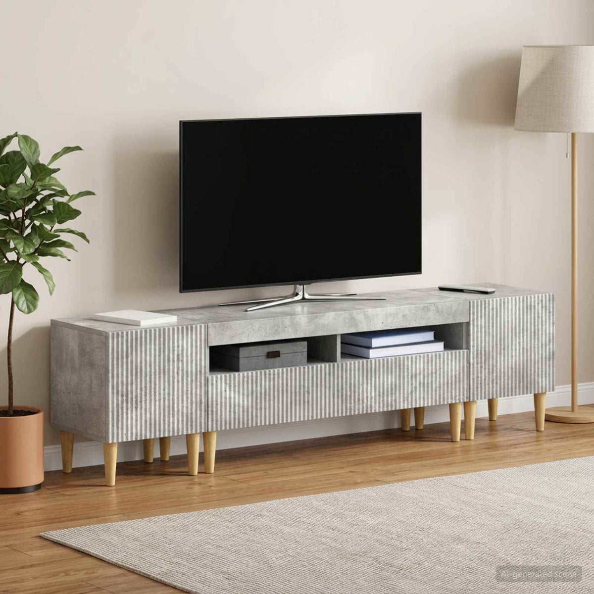 5-dijelni LED TV ormarić Betonska siva Konstruirano drvo