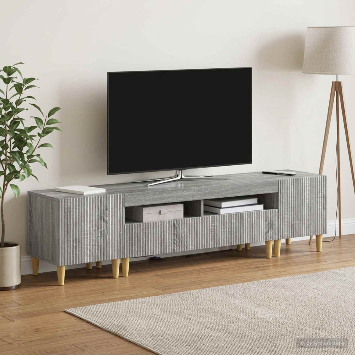 5-dijelni LED TV ormarić Siva Sonoma Konstruirano drvo