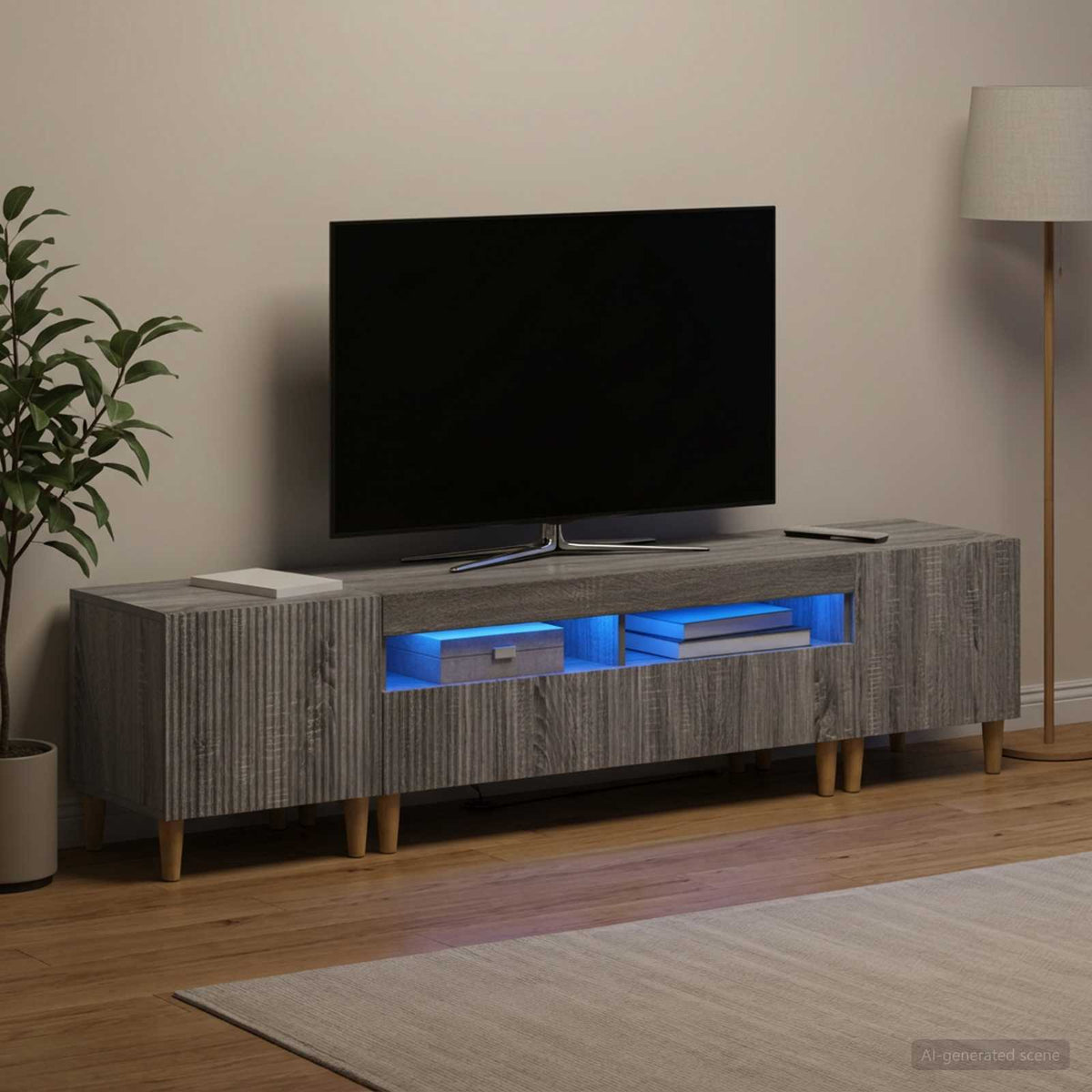 5-dijelni LED TV ormarić Siva Sonoma Konstruirano drvo