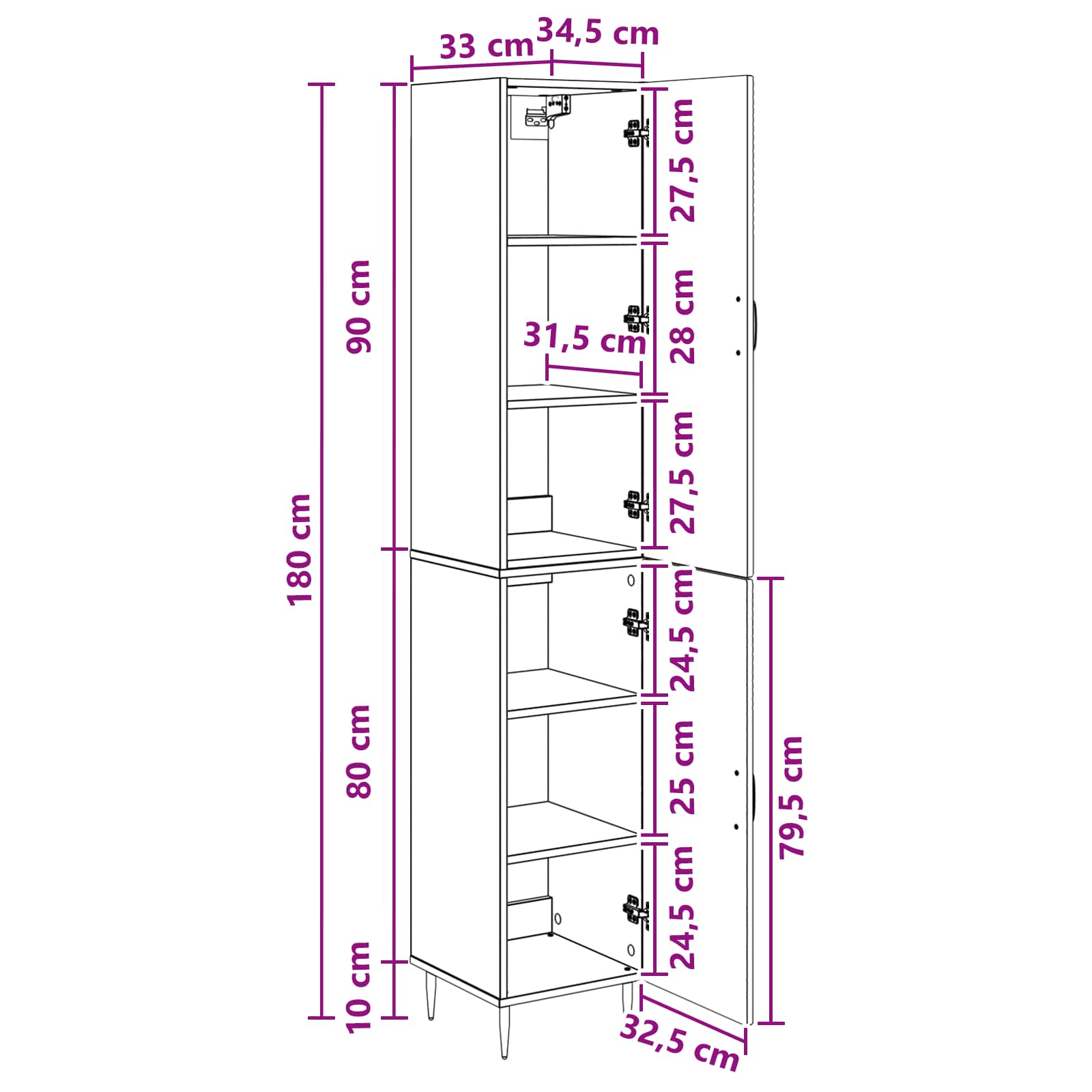 Set ormara 2 pcs Staro drvo 33 x 34,5 x 89,5 cm