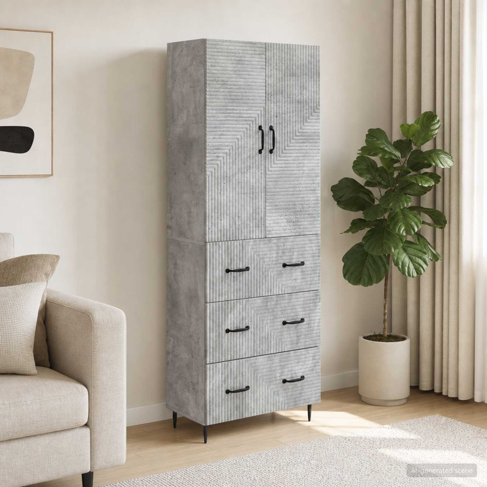 Set ormara 2 pcs Betonska siva 66 x 34,5 x 90 cm