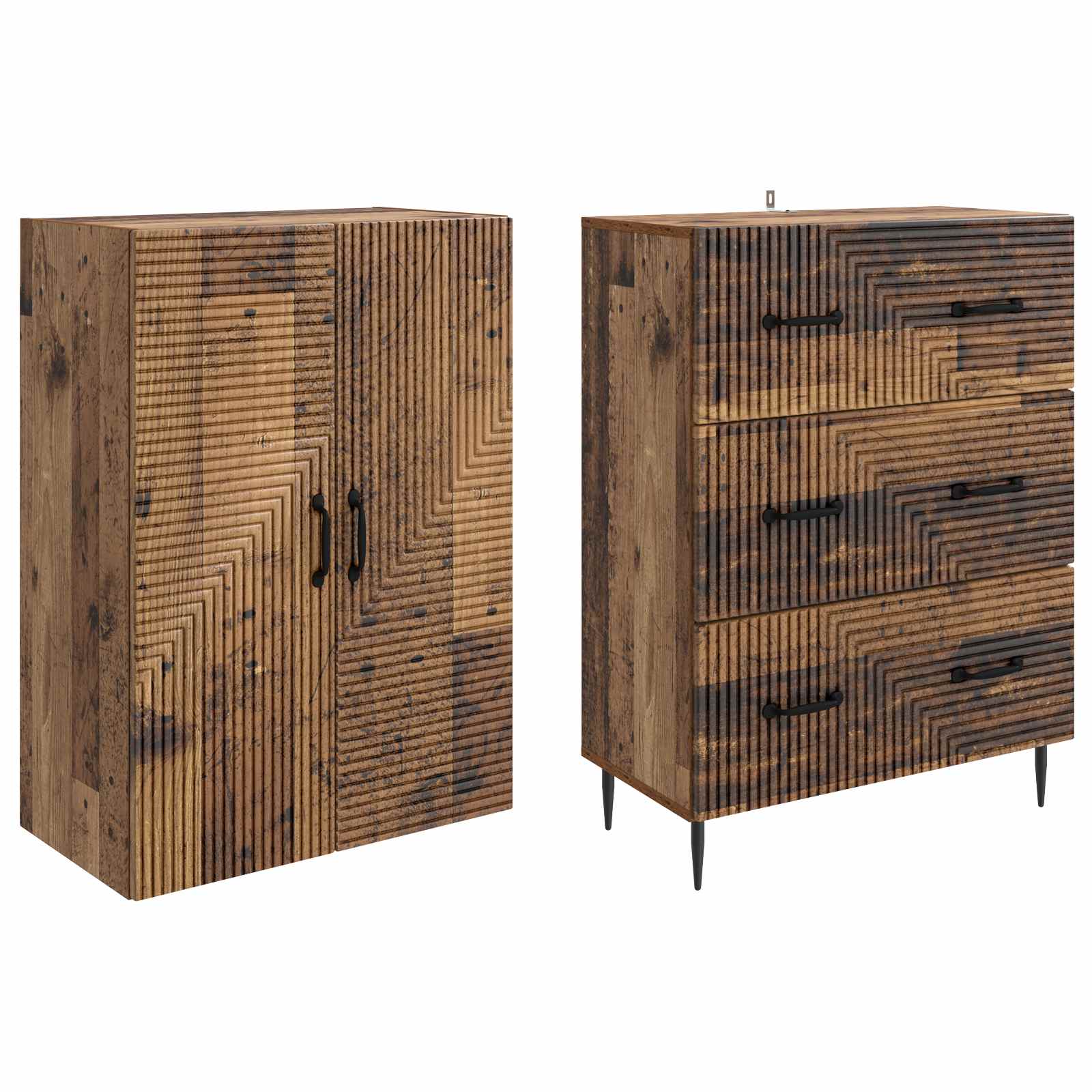 Set ormara 2 pcs Staro drvo 66 x 34,5 x 90 cm Konstruirano drvo