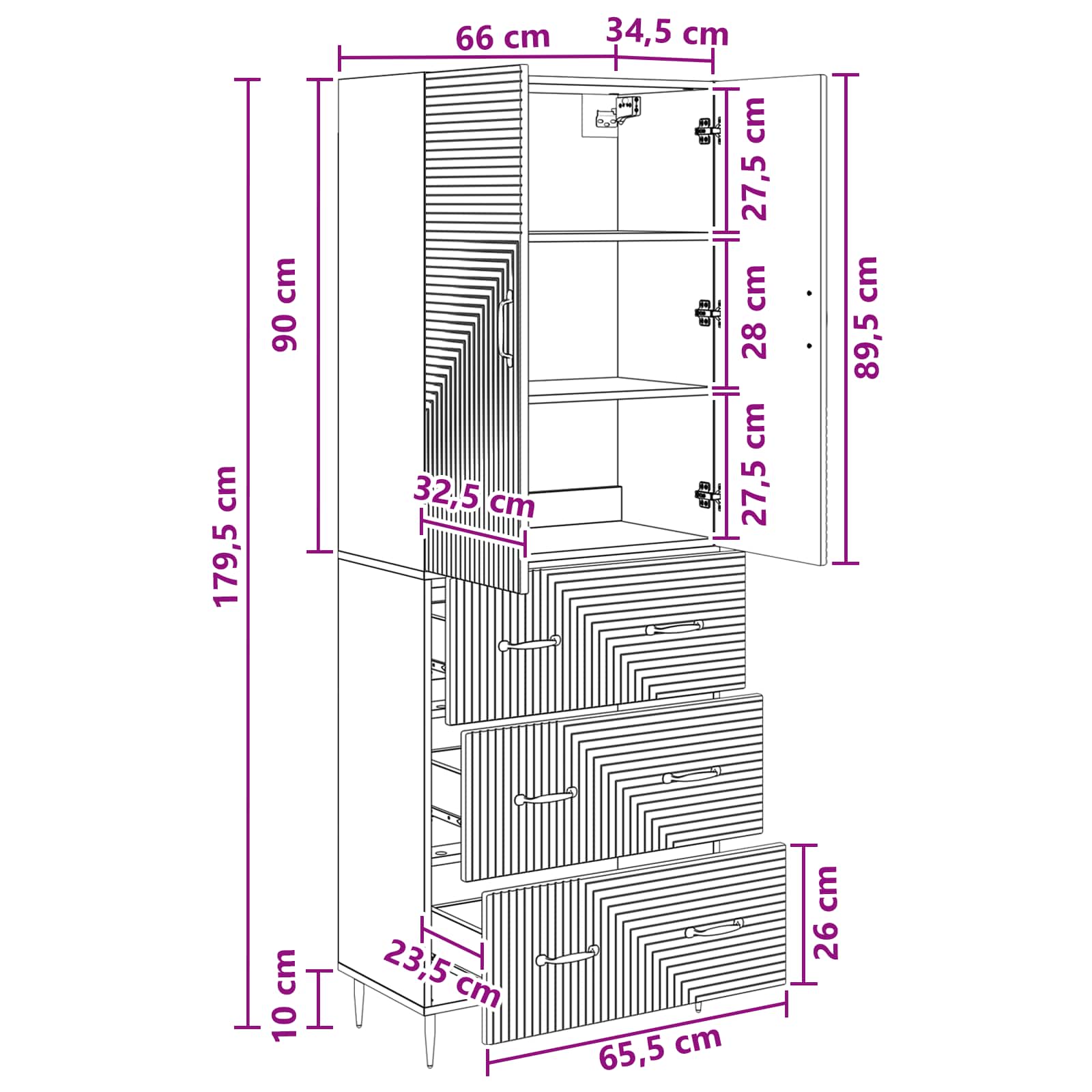 Set ormara 2 pcs Staro drvo 66 x 34,5 x 90 cm Konstruirano drvo
