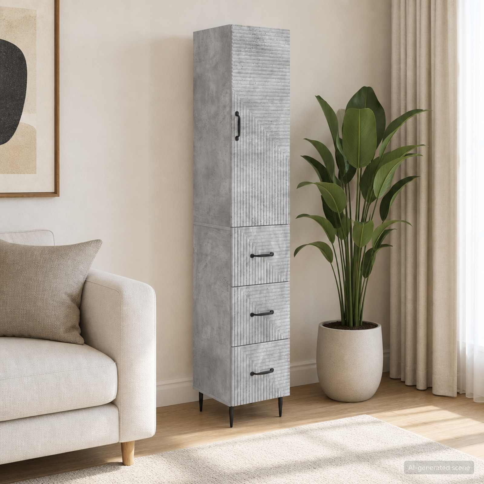 Set ormara 2 pcs Betonska siva 33 x 34,5 x 90 cm
