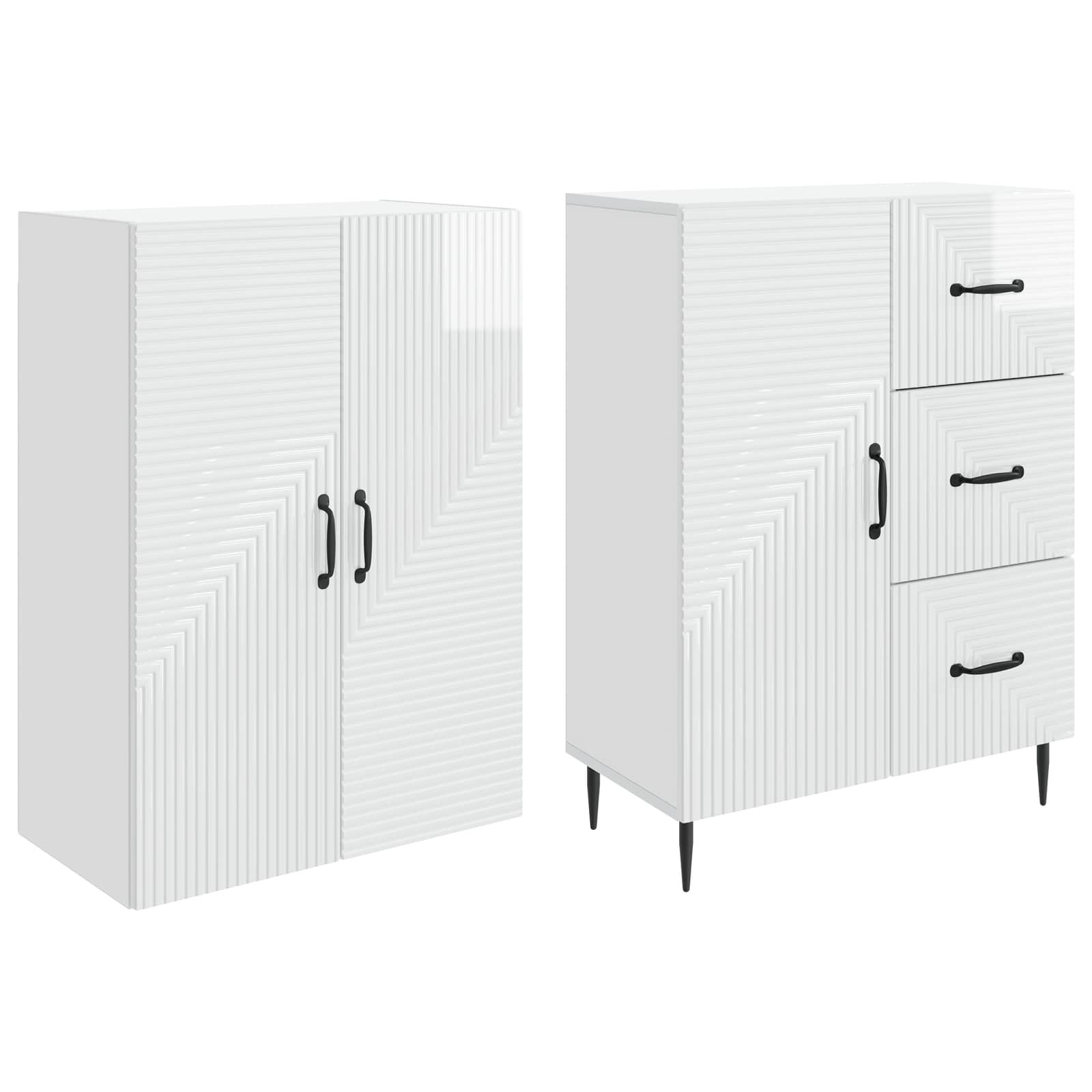 Set ormara 2 pcs Bijela visokog sjaja 66 x 34,5 x 89,5 cm