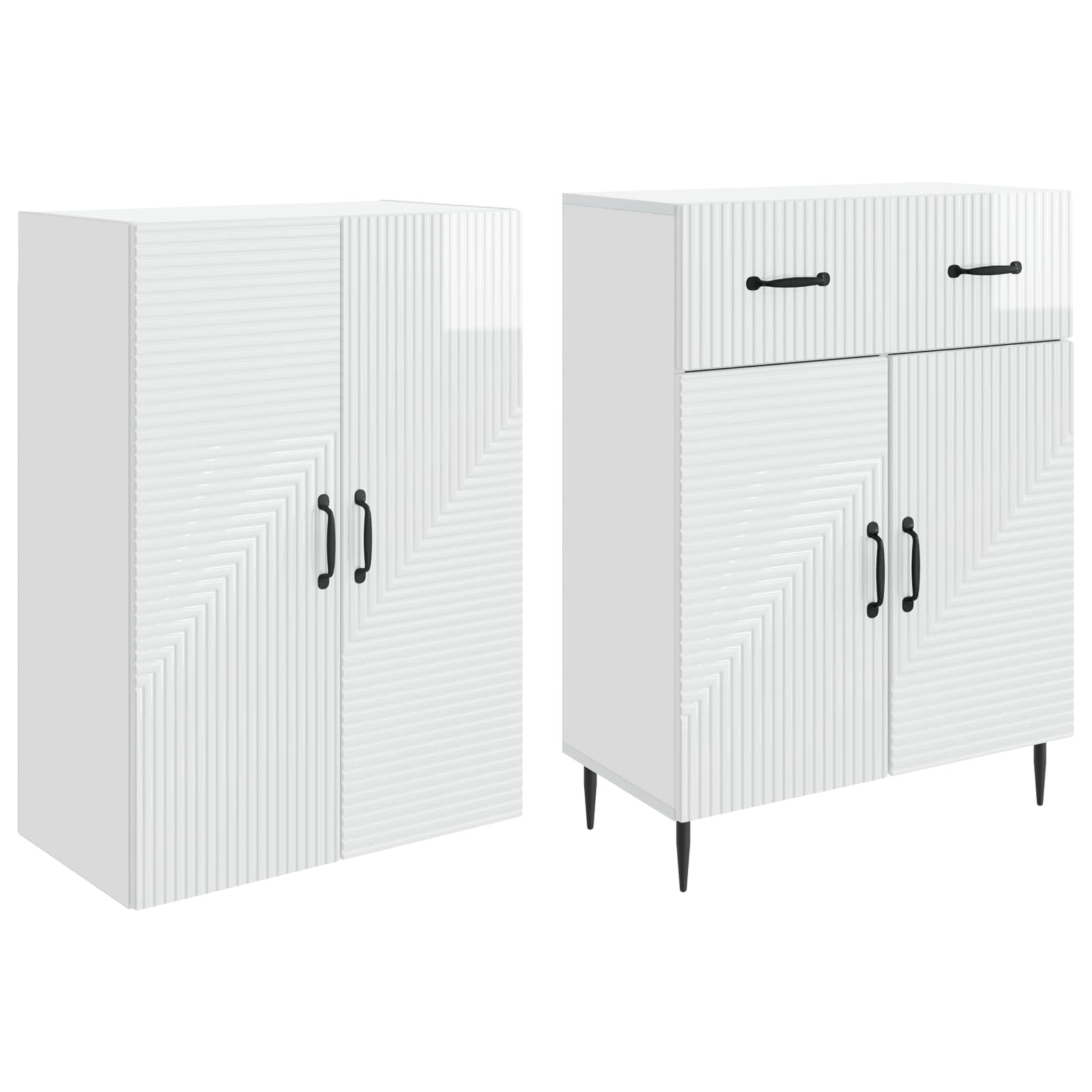 Set ormara 2 pcs Bijela visokog sjaja 66 x 34,5 x 89,5 cm