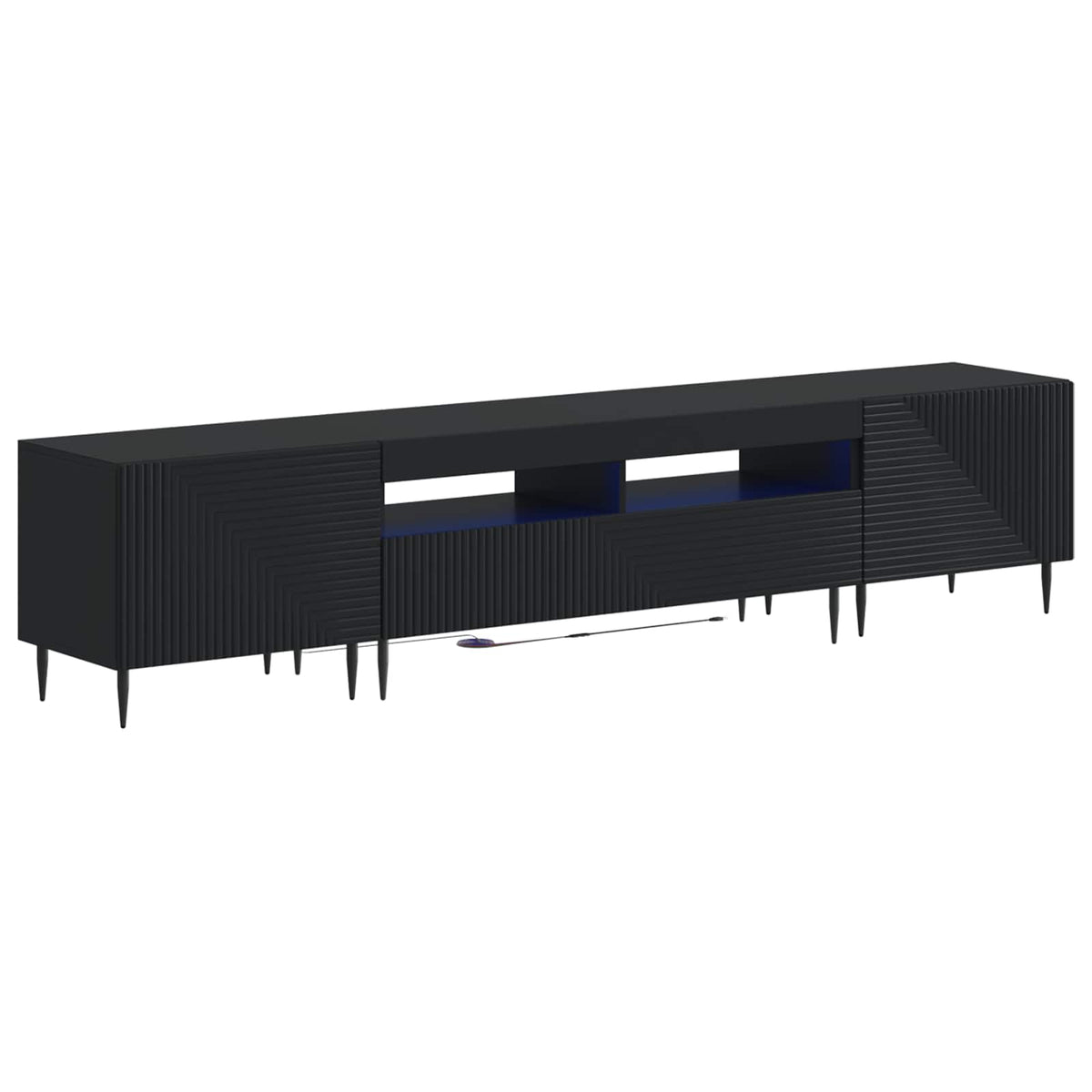 3-dijelni LED TV kabinet Crna Konstruirano drvo