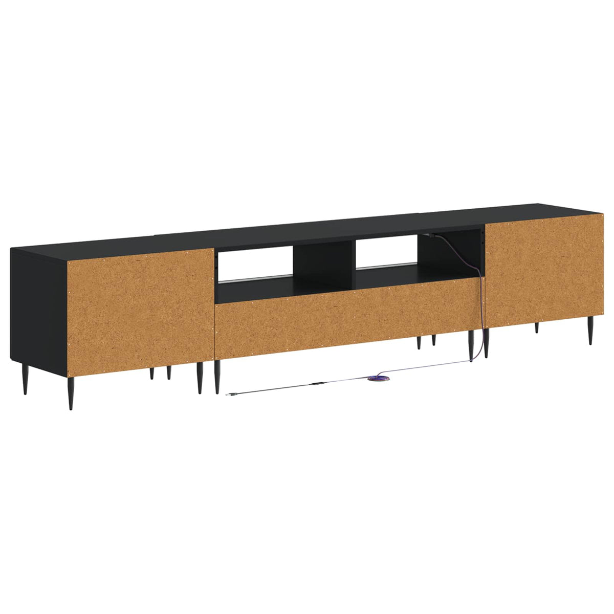 3-dijelni LED TV kabinet Crna Konstruirano drvo