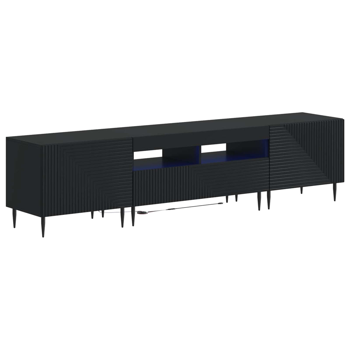 3-dijelni LED TV kabinet Crna Konstruirano drvo
