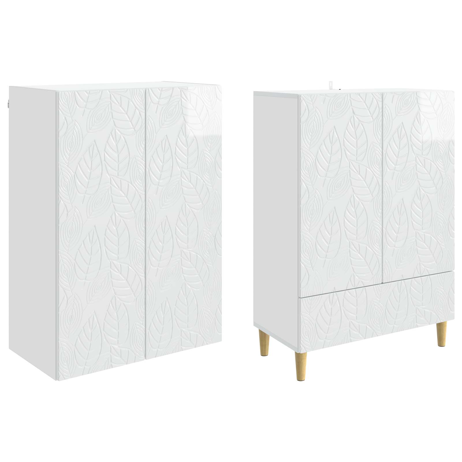Set ormara 2 pcs Bijela visokog sjaja Konstruirano drvo