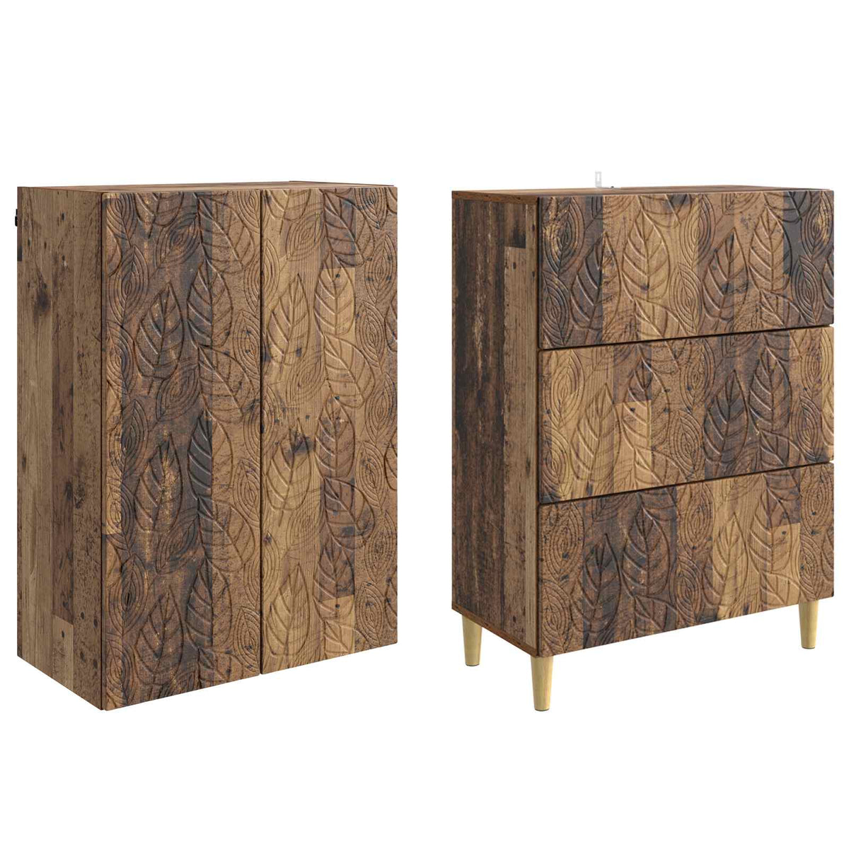 Set ormara 2 pcs Staro drvo 66 x 34,5 x 90 cm Konstruirano drvo