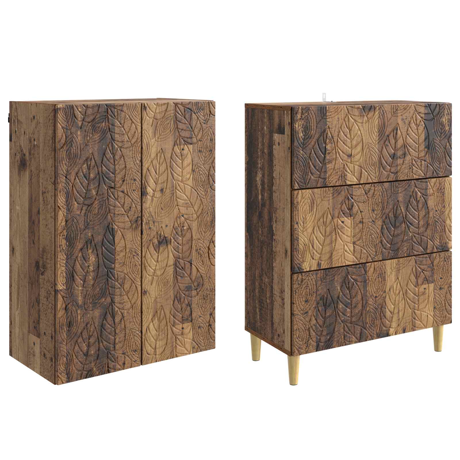 Set ormara 2 pcs Staro drvo 66 x 34,5 x 90 cm Konstruirano drvo