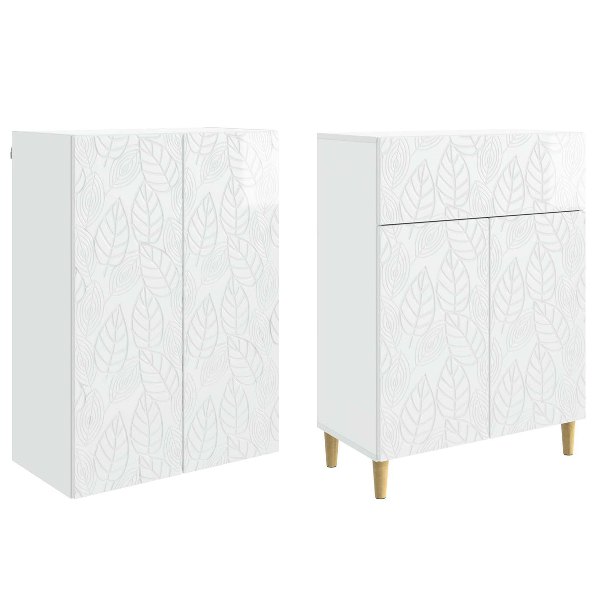 Set ormara 2 pcs Bijela visokog sjaja Konstruirano drvo