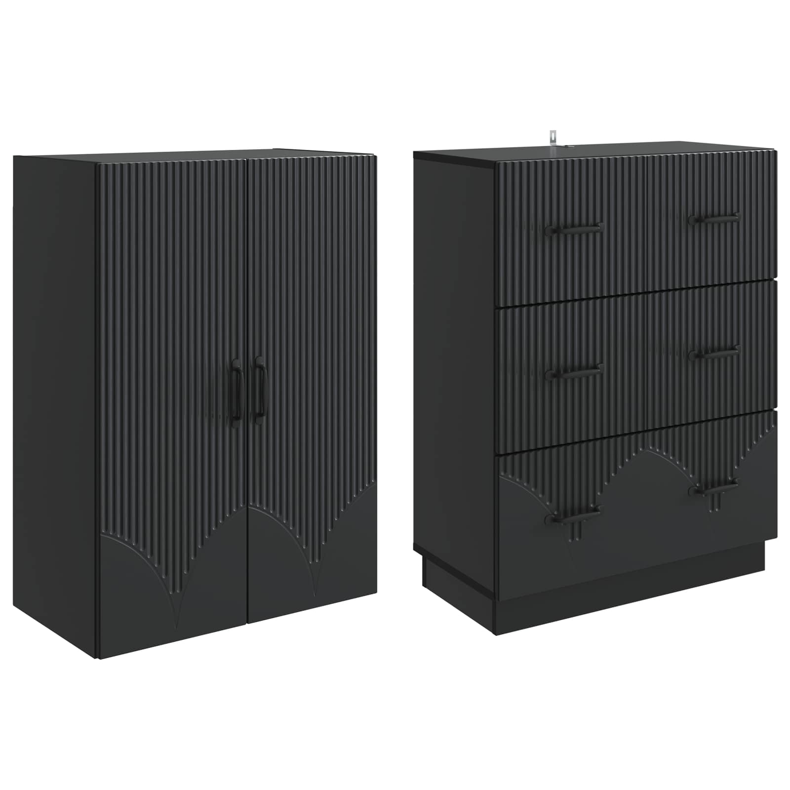 Set ormara 2 pcs Crna 66 x 34,5 x 87 cm Konstruirano drvo