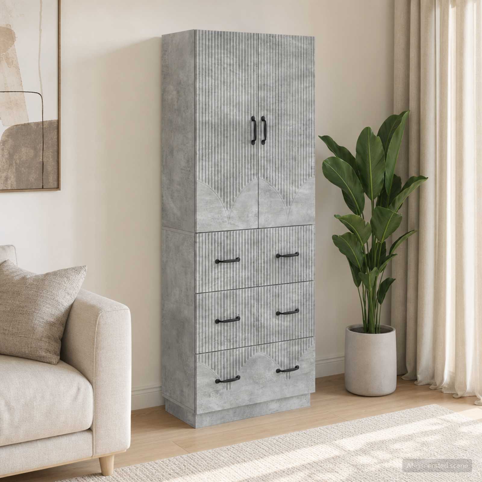Set ormara 2 pcs Betonska siva 66 x 34,5 x 87 cm