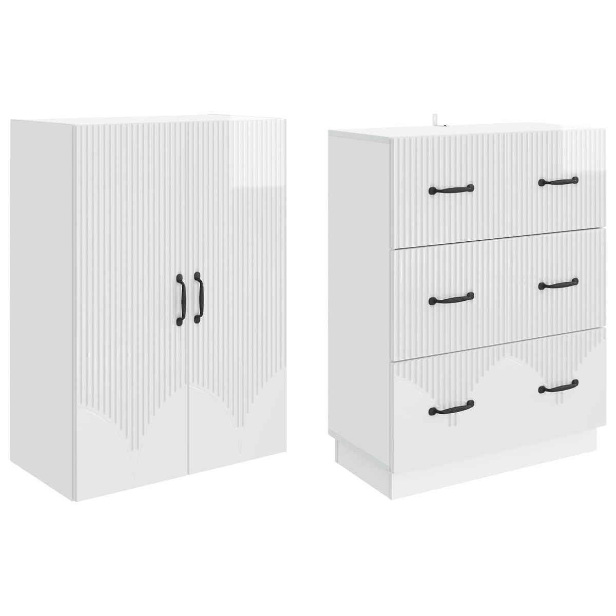Set ormara 2 pcs Bijela visokog sjaja 66 x 34,5 x 87 cm