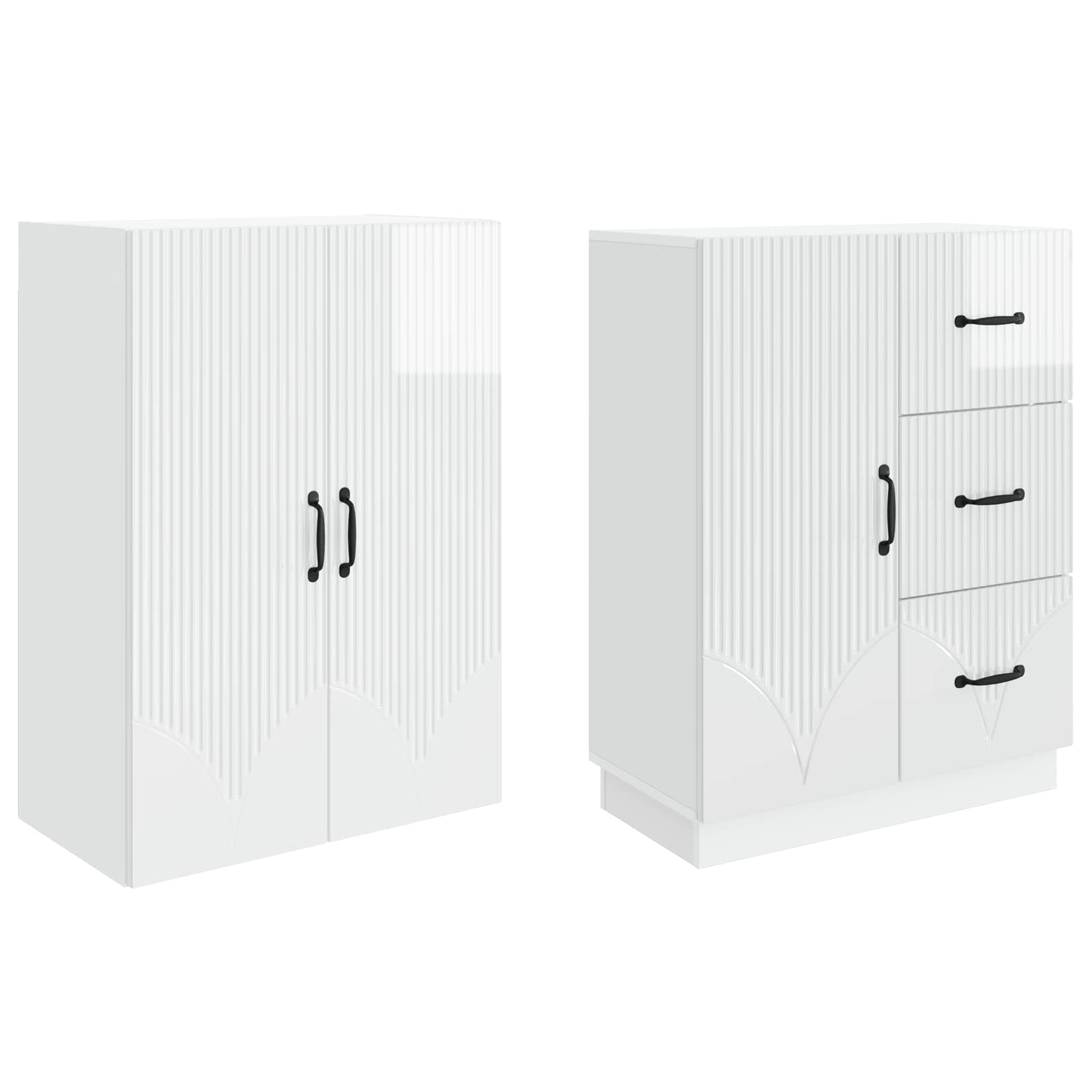 Set ormara 2 pcs Bijela visokog sjaja Konstruirano drvo
