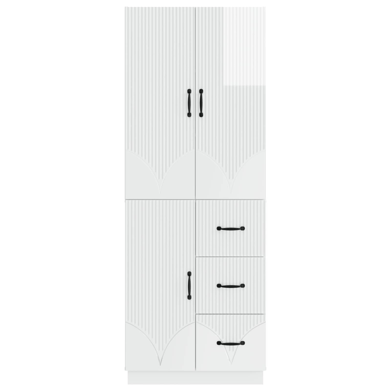 Set ormara 2 pcs Bijela visokog sjaja Konstruirano drvo