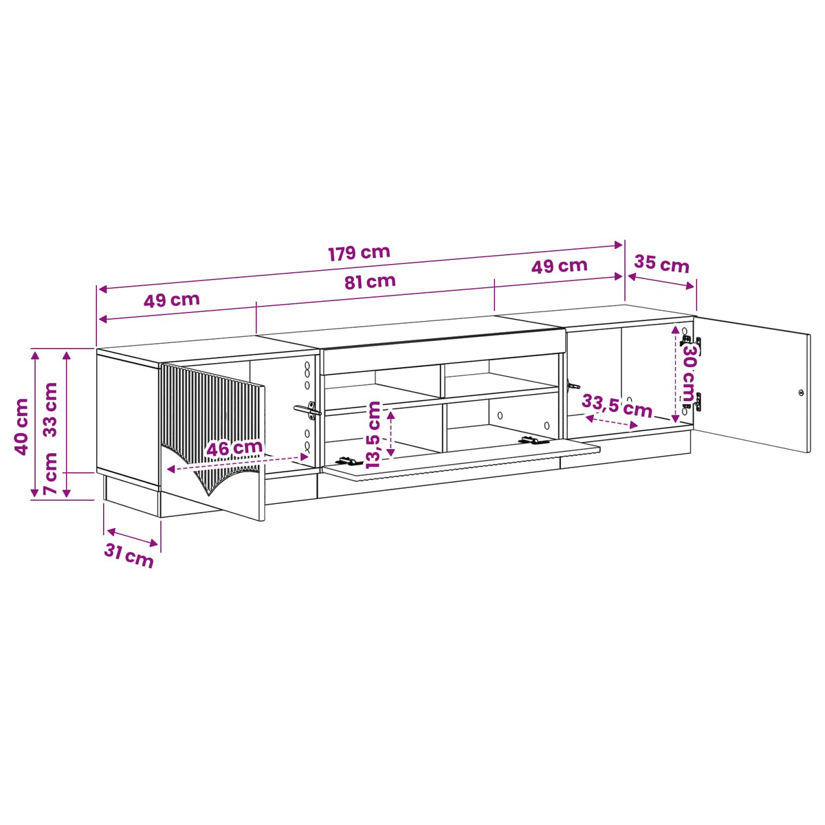 LED TV kabinet HOORN 3 kom. Hrast sonoma Konstruirano drvo Smeđa 81 x 35 x 40 cm