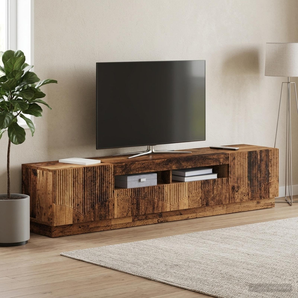 5-dijelni LED TV ormarić Staro drvo Konstruirano drvo