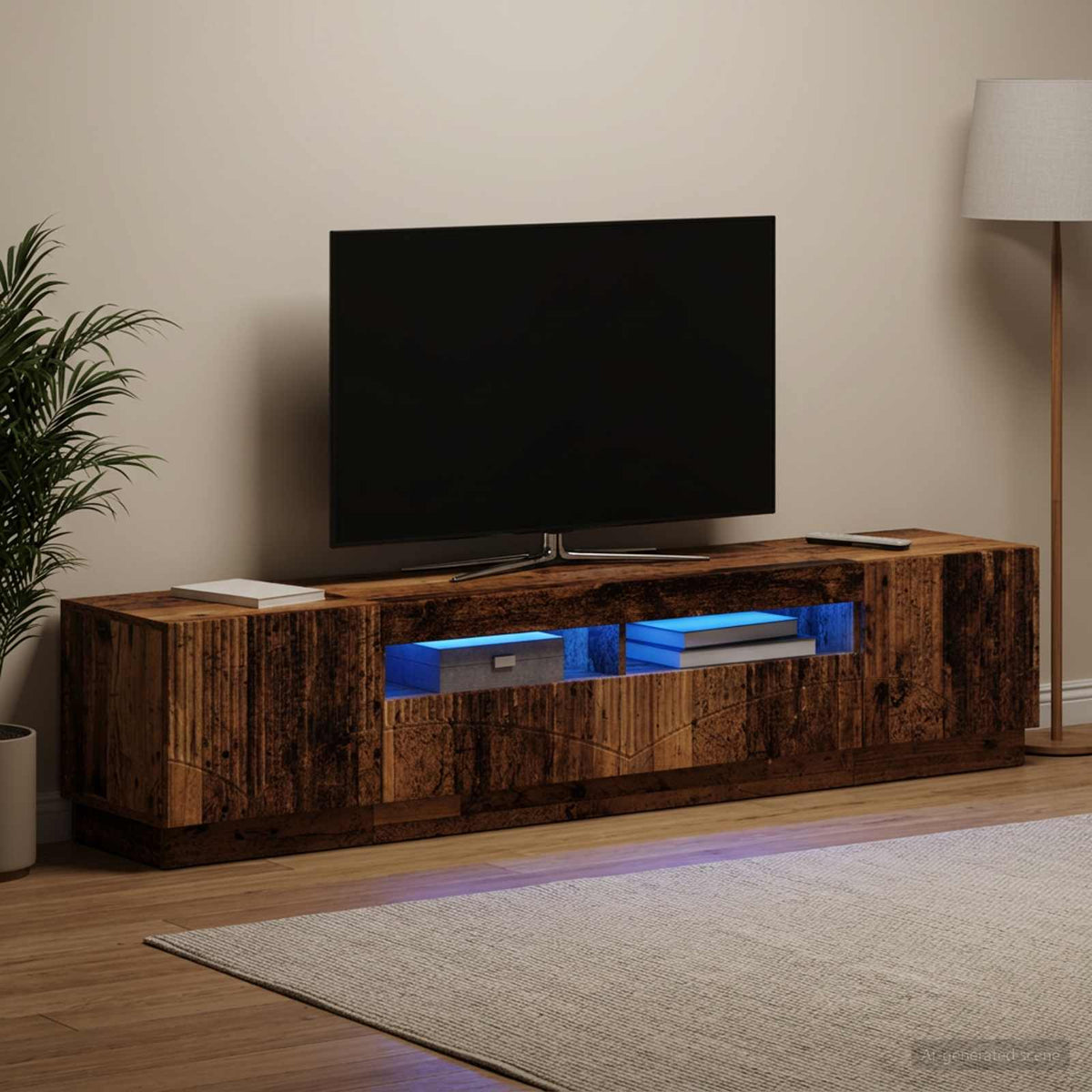 5-dijelni LED TV ormarić Staro drvo Konstruirano drvo