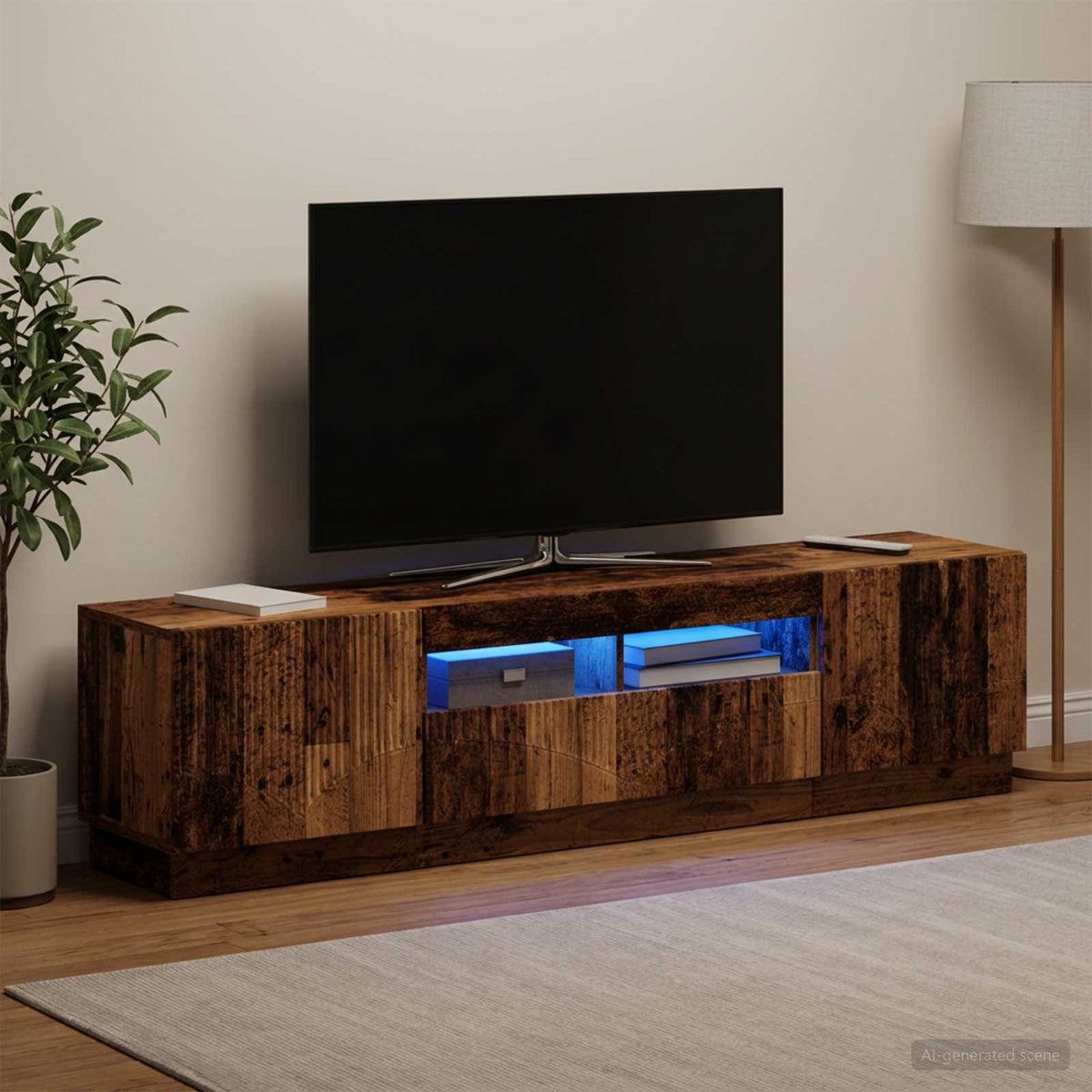 5-dijelni LED TV ormarić Staro drvo Konstruirano drvo
