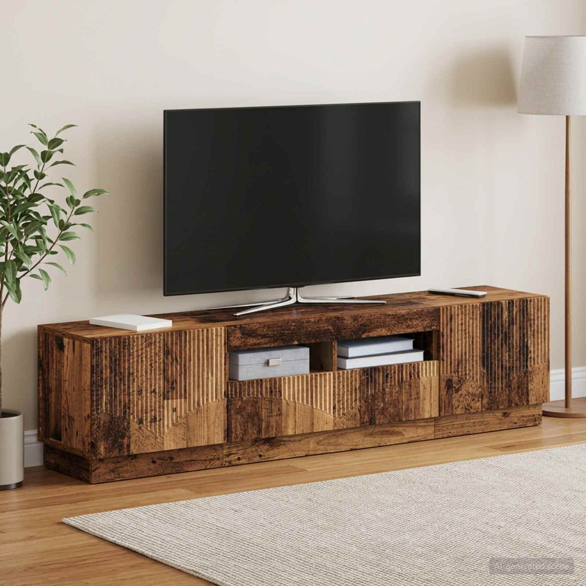 5-dijelni LED TV ormarić Staro drvo Konstruirano drvo