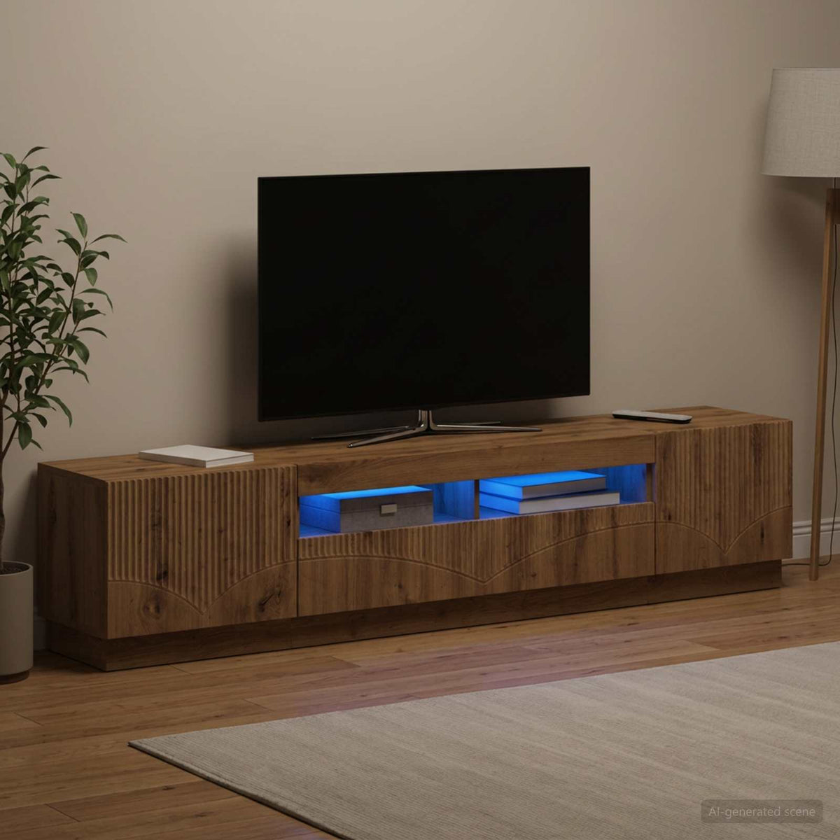 LED TV kabinet HOORN 3 kom. Hrast artisan Konstruirano drvo Siva 100 x 35 x 40 cm