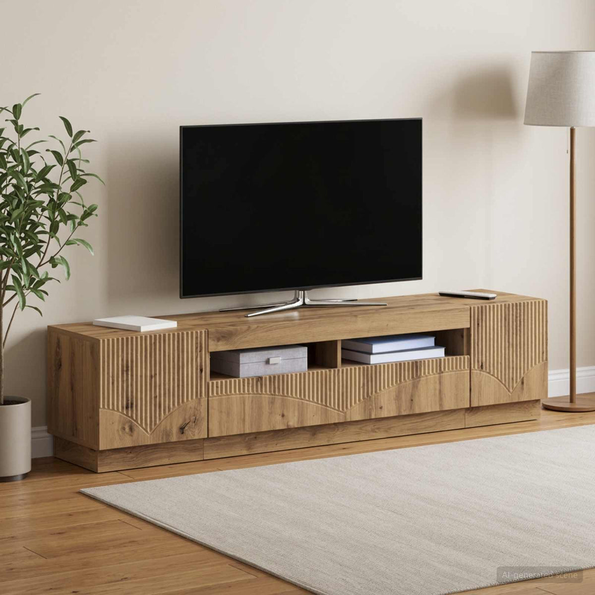 LED TV kabinet HOORN 3 kom. Hrast artisan Konstruirano drvo Siva 100 x 35 x 40 cm